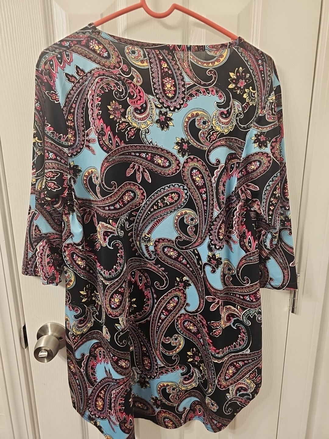 Southern Charm Womens Tunic Top Multicolor Floral Paisley 3/4 Sleeve Stretch L