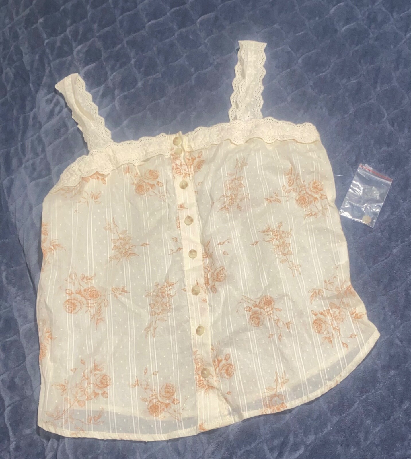 NWT E&M Boot Barn Floral Lace Sleeveless Women’s Small Ivory Boho Cottagecore
