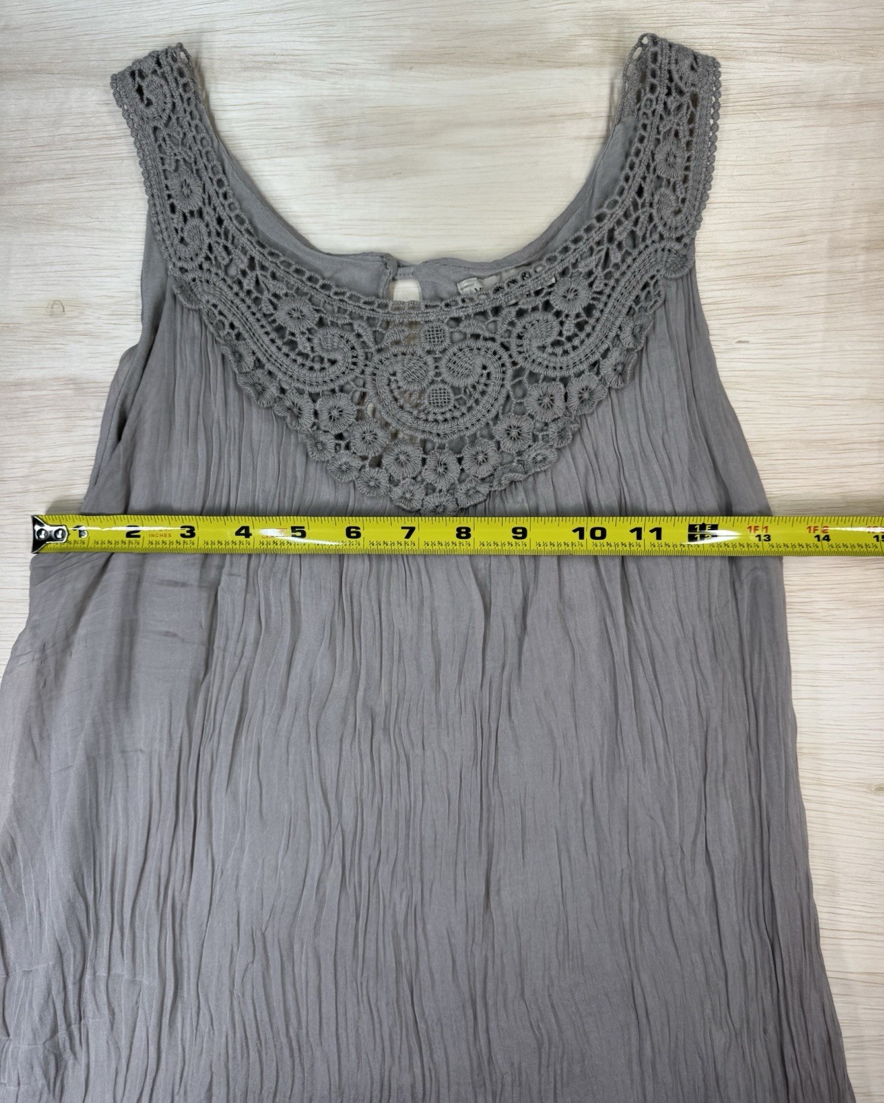 Via Signoria Silk Tank Top Floral Lace Italy Medium Bohemian Festival Crinkle