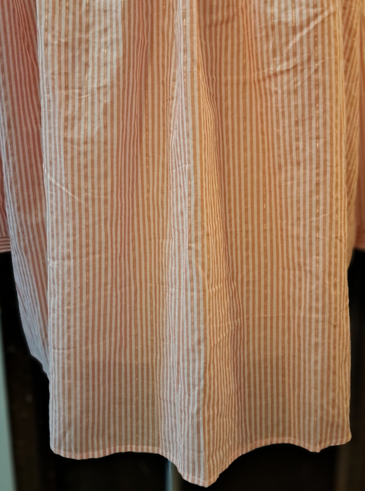Catherines Blouse Size 5X 34 36 W New Orange White Striped Elastic Neckline