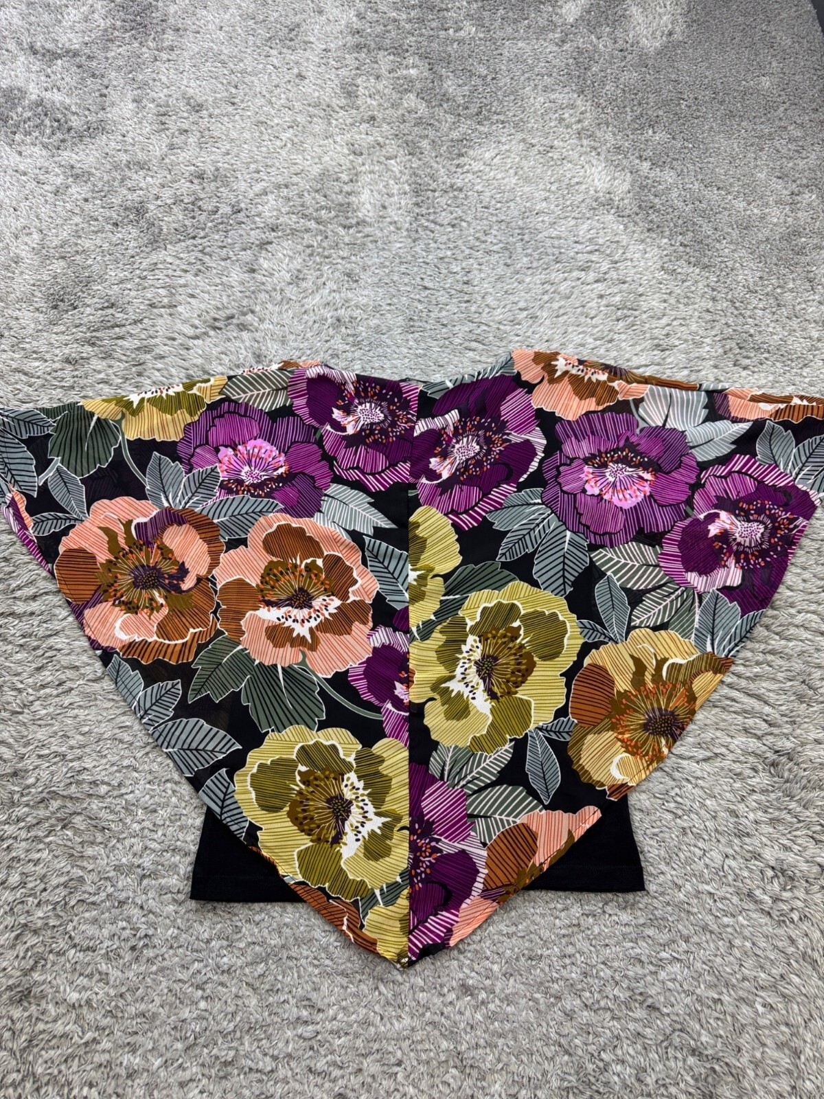 August Silk Top Women Small Layered Watercolor Vibrant Floral Tropical Blouse