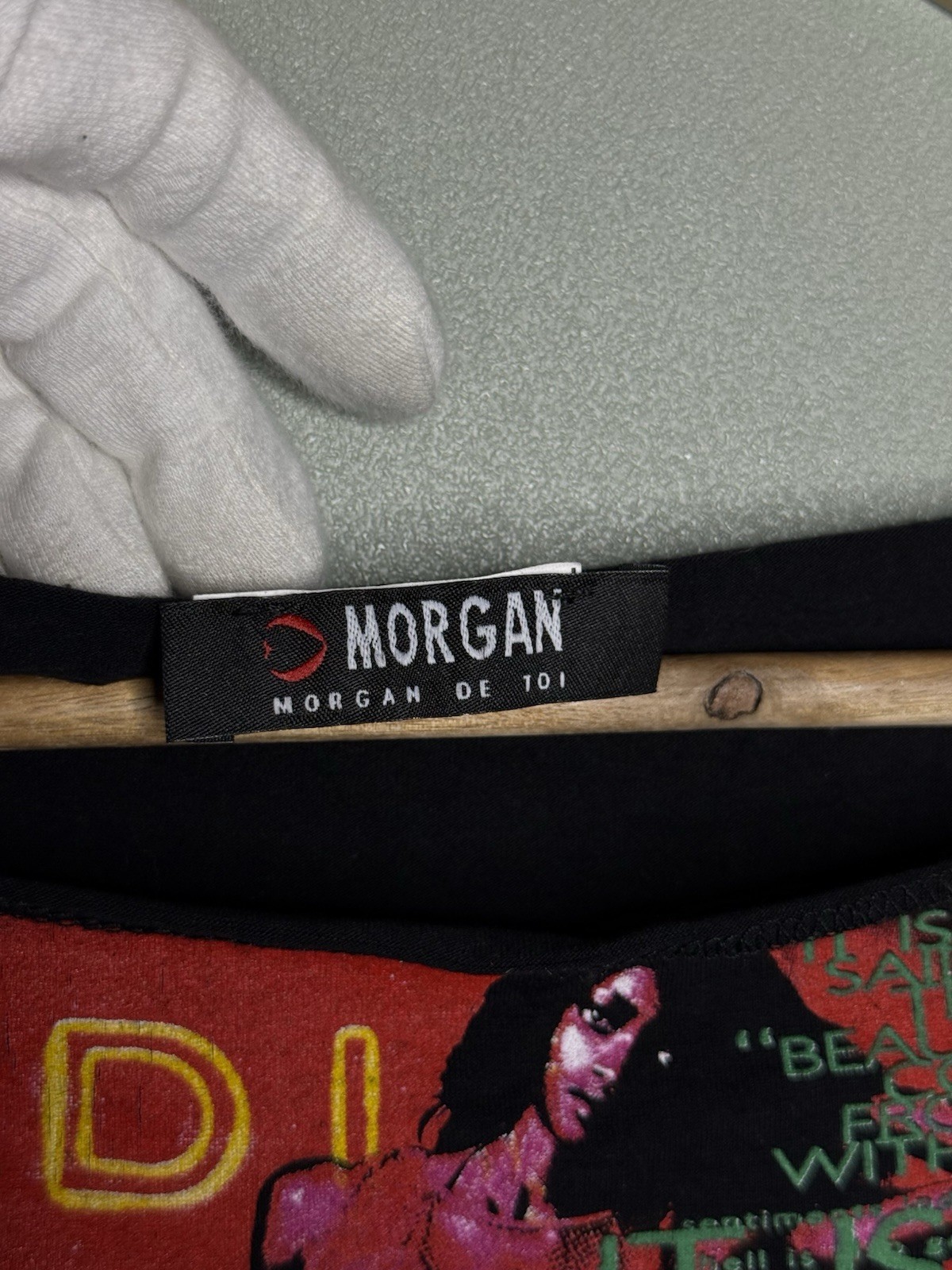 Morgan De Toi Vintage 00s Y2K Big Logo T Shirt Tank Top Morgan Girl Logo Black
