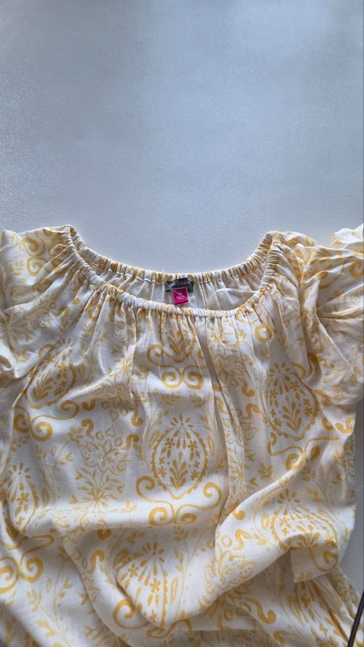 $89 Vince Camuto Women’s Printed Linen-Blend Off-The-Shoulder Size XS,L