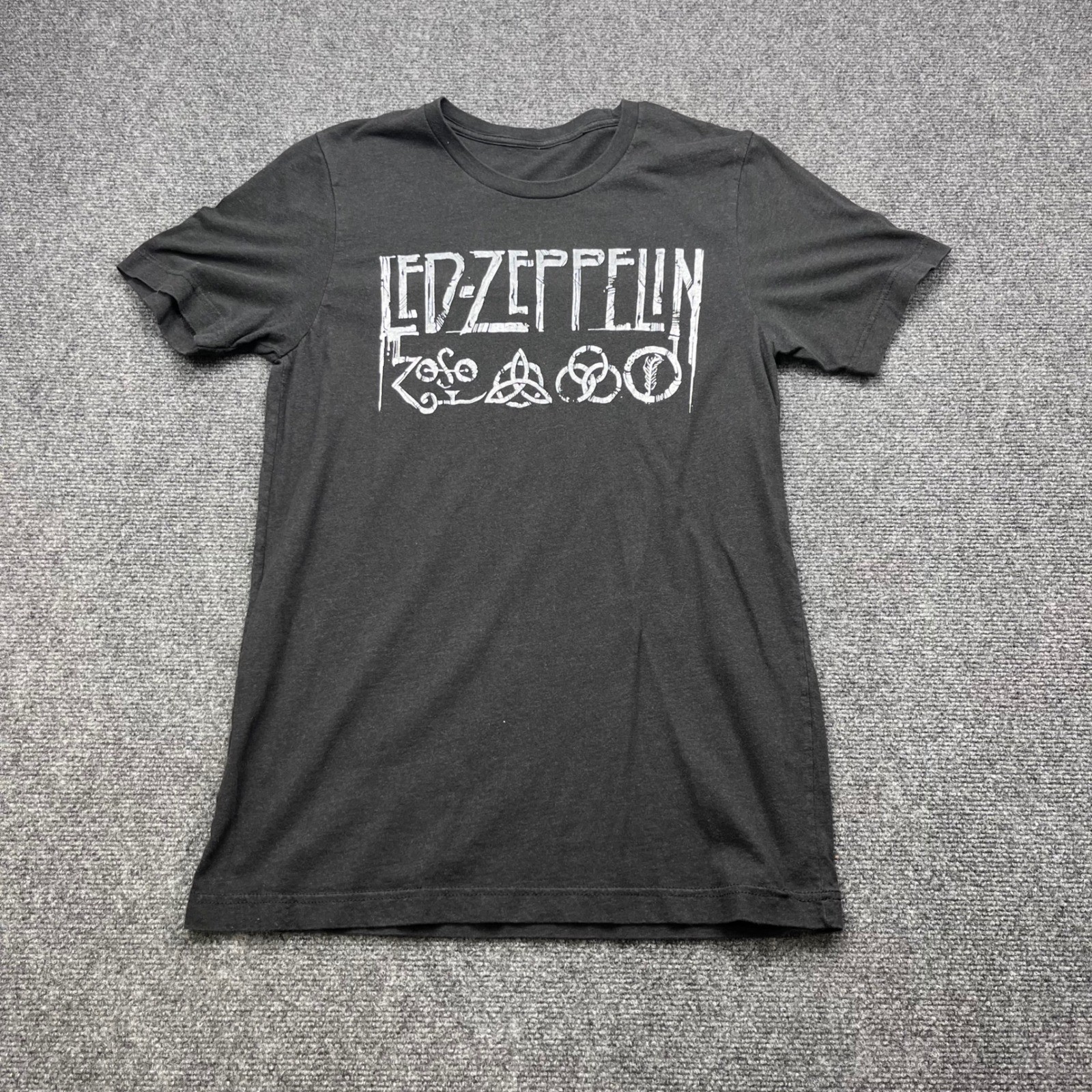 Led Zeppelin Band Tee Rock Concert Graphic Charcoal Black T-Shirt