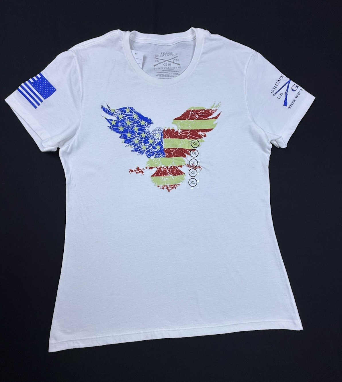 Grunt Style T-Shirt XXL White Patriotic Graphic USA Veteran Made NWT Women’s