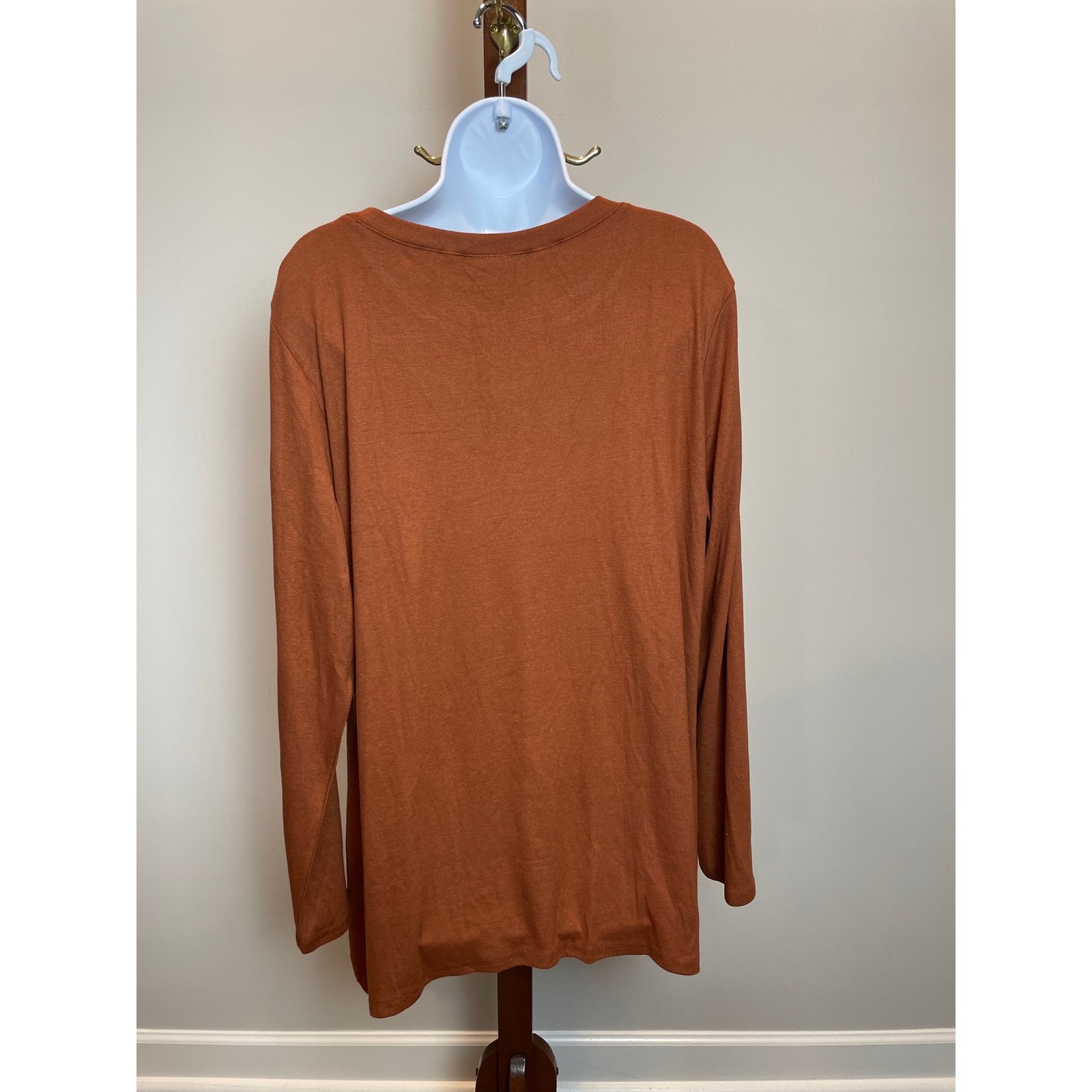 XIEERDUO Terracotta Tunic Top Long Sleeve Arched Hem Size XL New With Tag