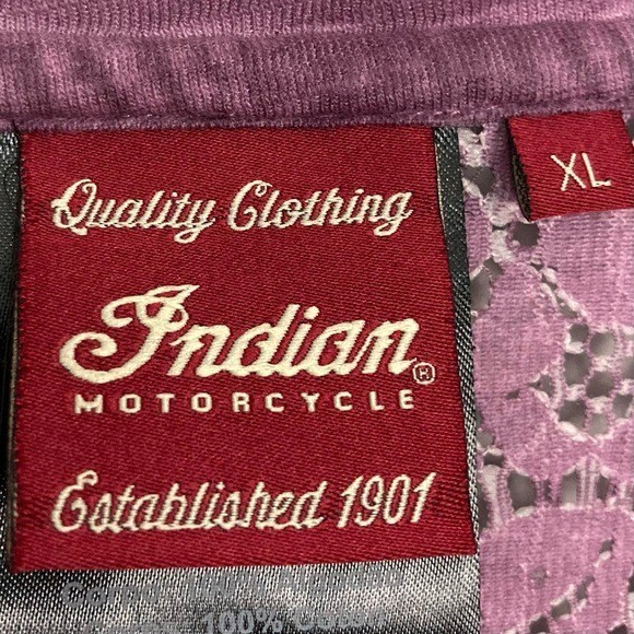 Indian Motorcycles Burnout Long Sleeve Tee Women’s Size XL Lace Back Logo Knit