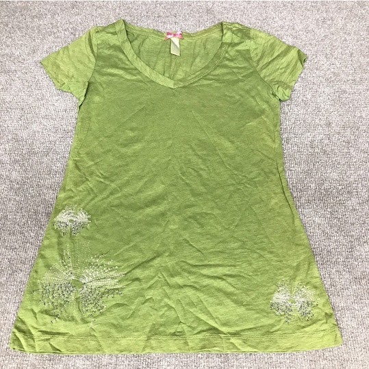 Downeast Basics Beads & Buds Tee Spinach Womens Junior Sz Small New with Tag