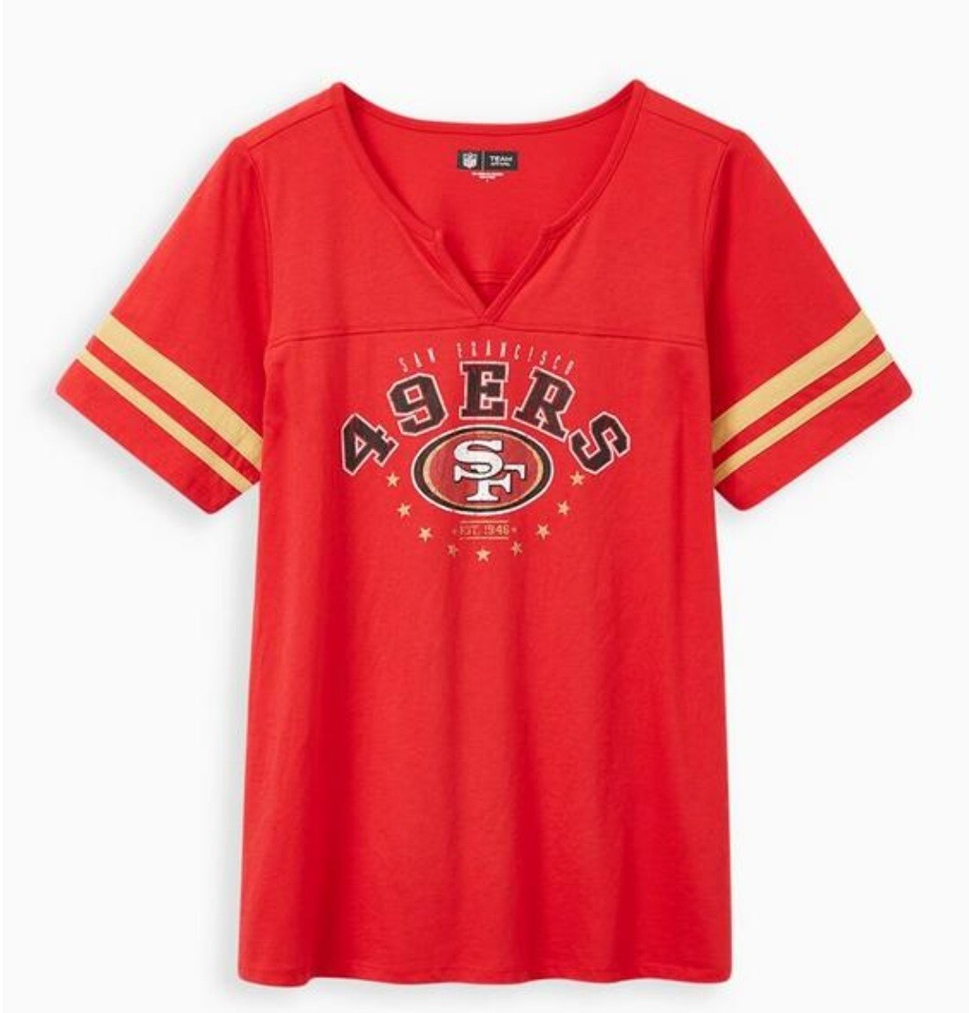 NWT Torrid Plus Size 2 2X 18/20 CLASSIC FIT FOOTBALL TEE- San Francisco 49ers