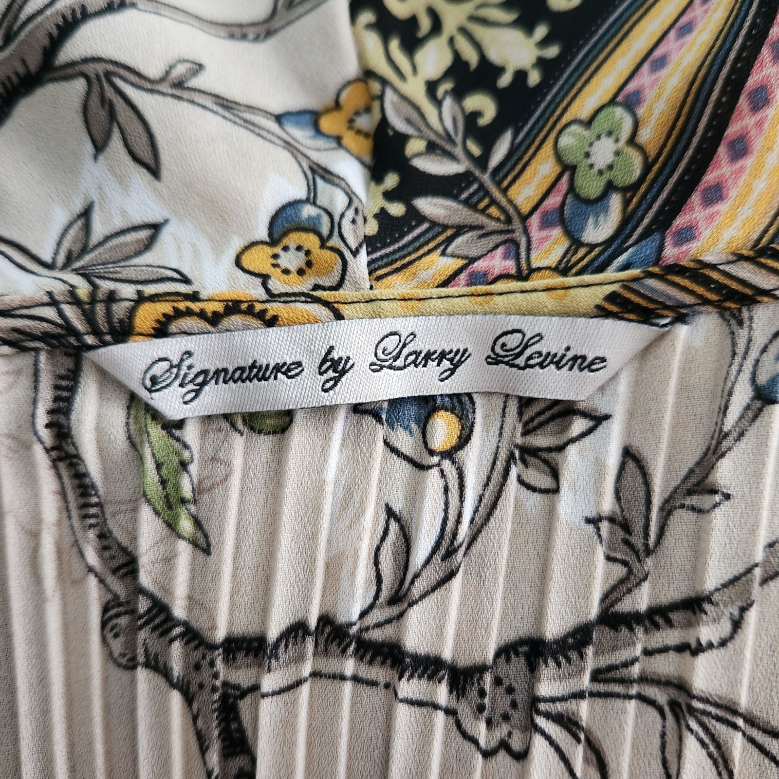 Vintage Boho Signature by Larry Levine Floral Geometric Ruffle Blouse Women’s L