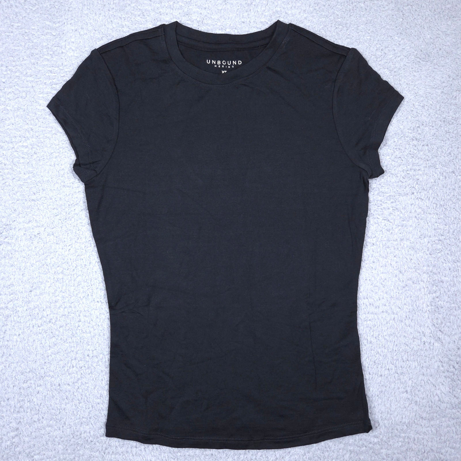 Unbound Merino Crew Neck T-Shirt Women’s XS Extra Small Black 100% Merino Wool
