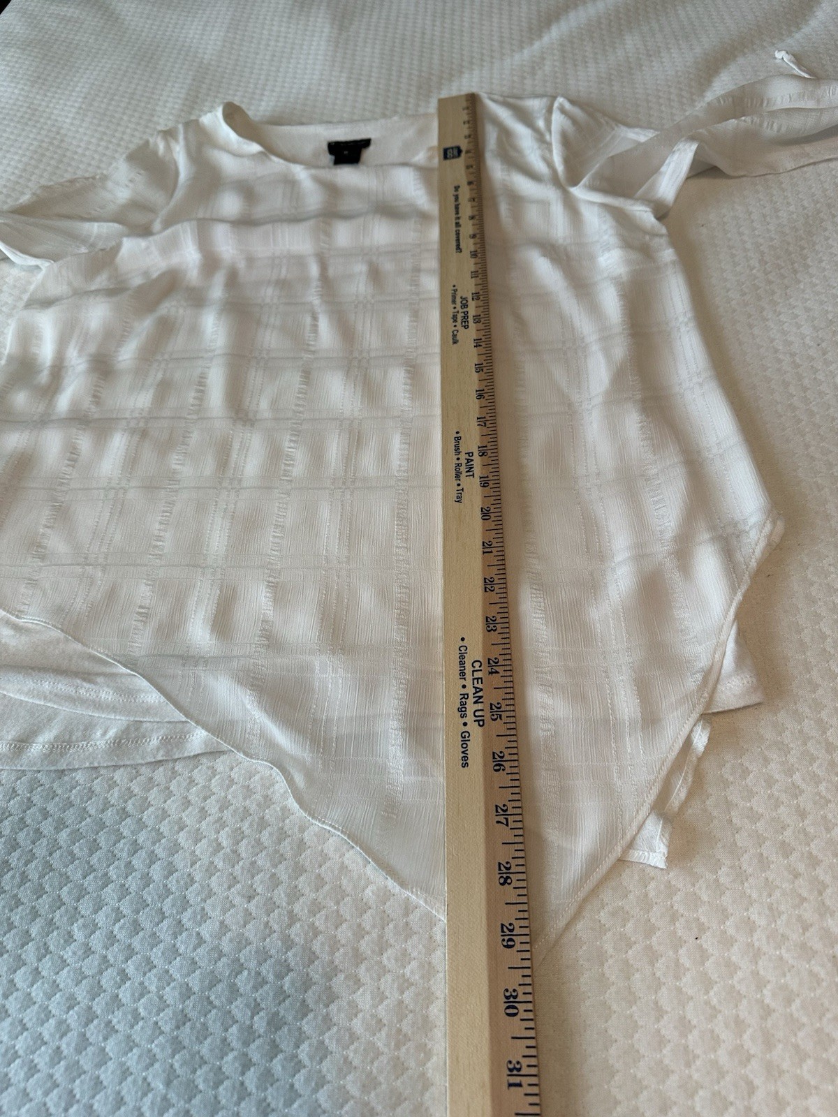 NEW DIRECTIONS M Lined Blouse Tone-on-Tone White Windowpane L/S Bateau Neckline
