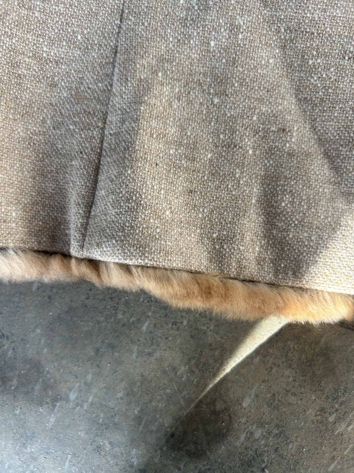 Deadstock Anne Klein Beige Tweed Rabbit Fur Trim tube top Zip Women’s 4