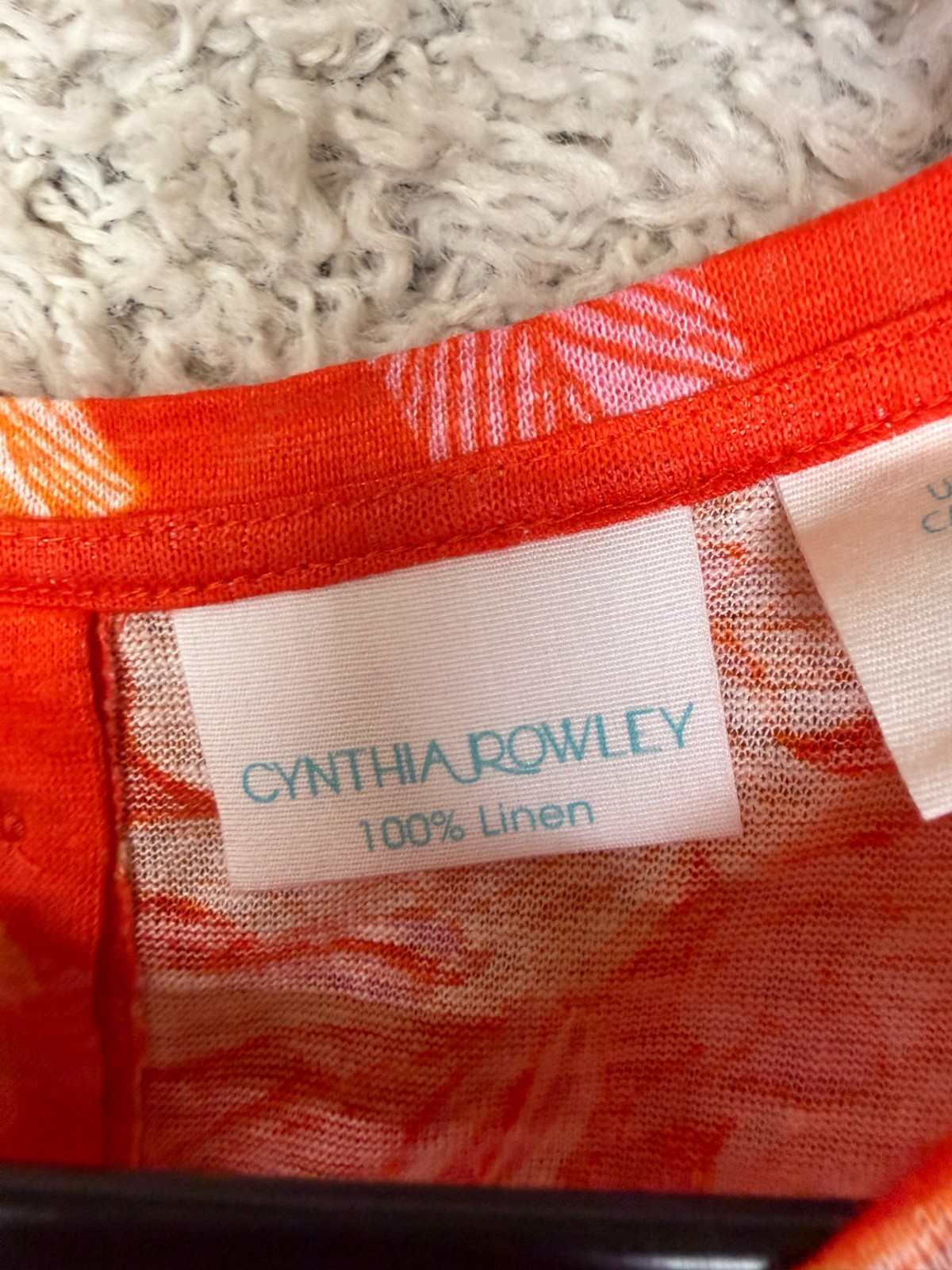 Cynthia Rowley Linen Blouse Top Womens Large Lightweight Tropical Beach Vacation