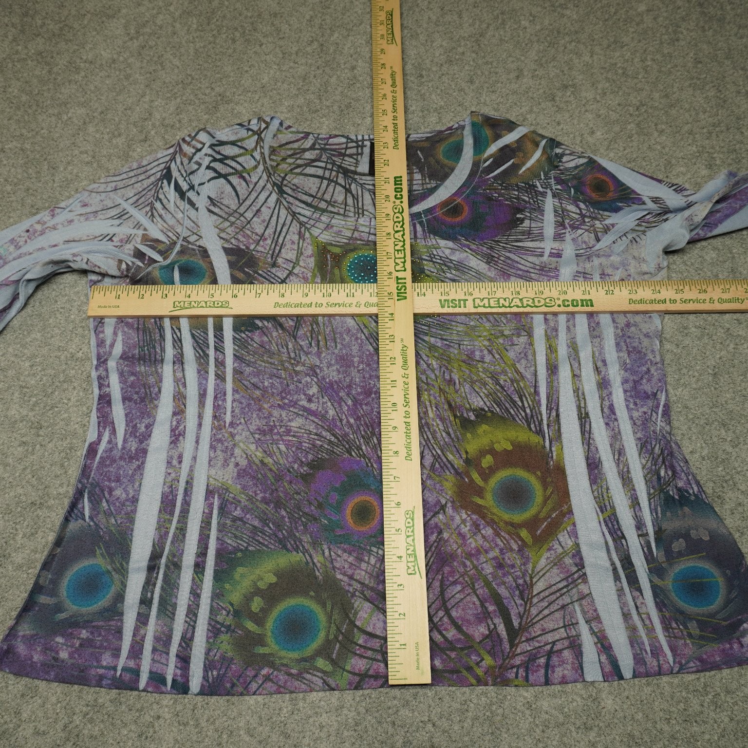 Vintage Susan Lawrence Women’s Top 1X Purple Peacock Print Hand Wash Polyester