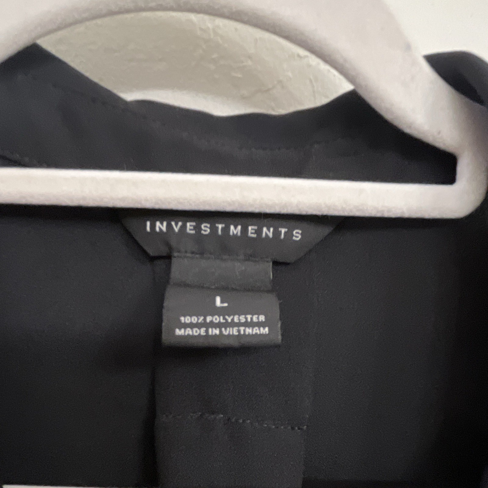 Investments Solid Black Chiffon Collared 3/4 Ruched Sleeve Blouse Size L