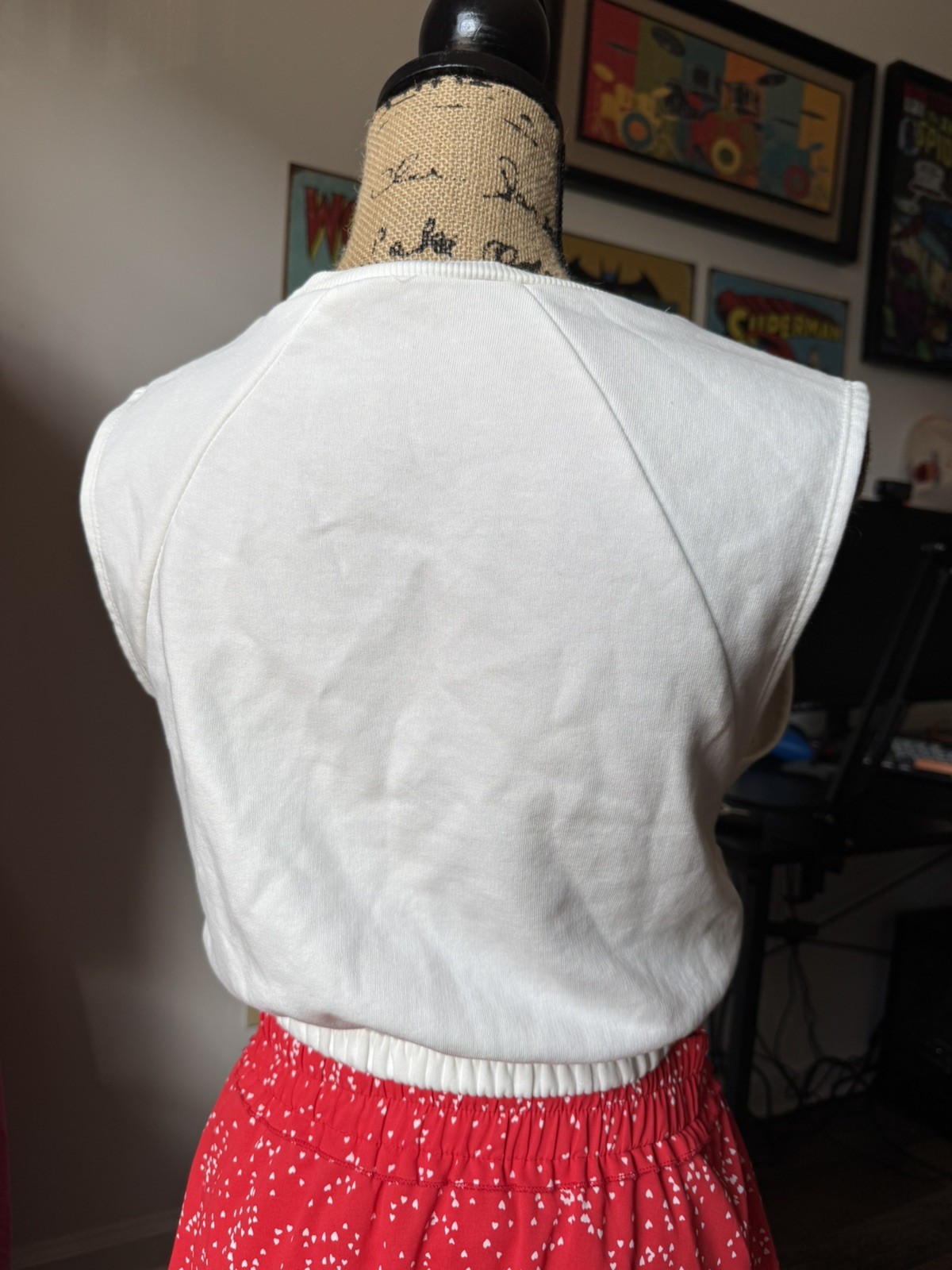 Zara Womens Crop Top Small White Sleeveless Elastic Hem Casual Made in Turkey