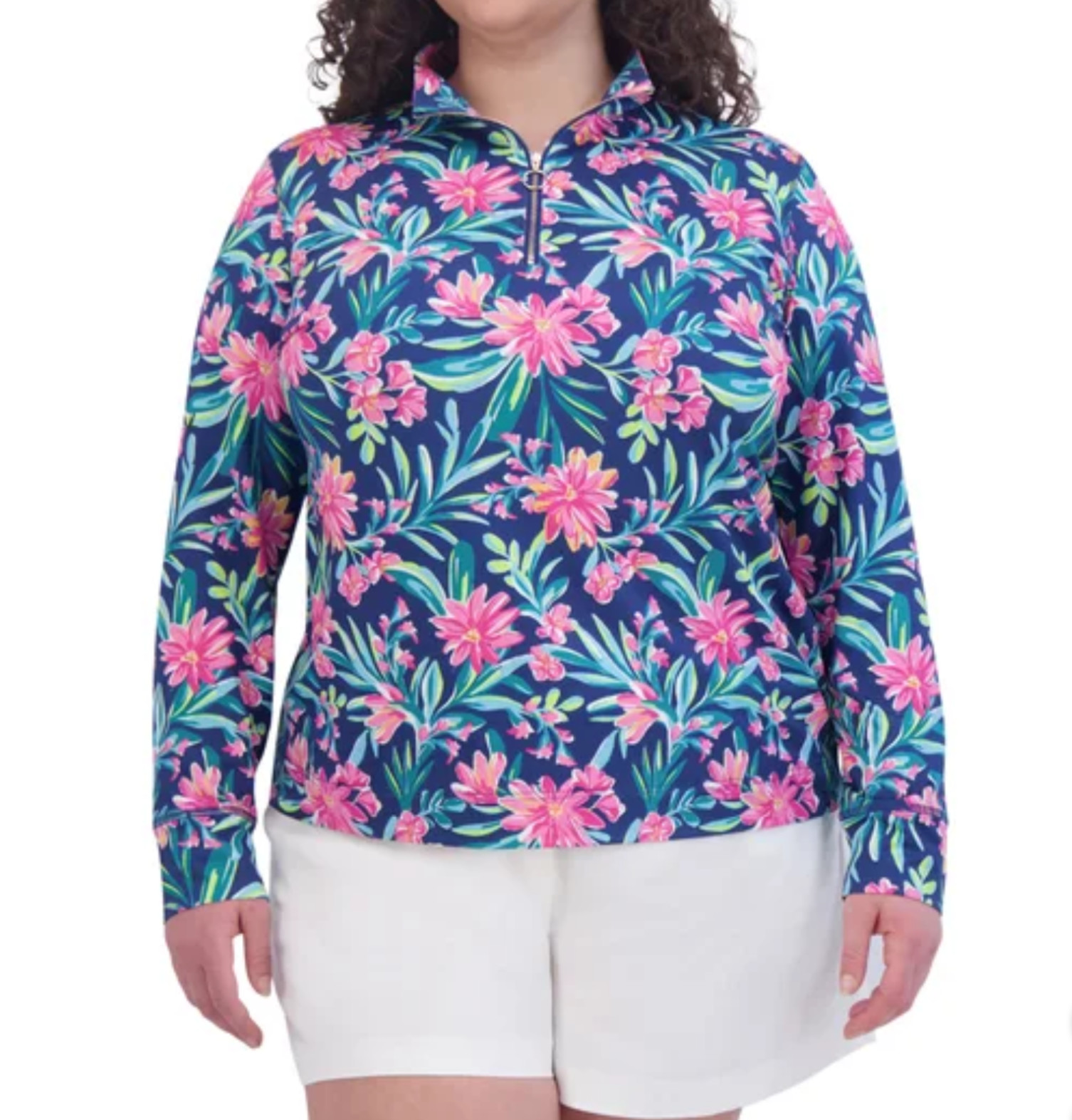Stella Parker Shirt Quarter Zip Athletic UPF 50 Sun Top S L XL XXL 2X Palm Golf
