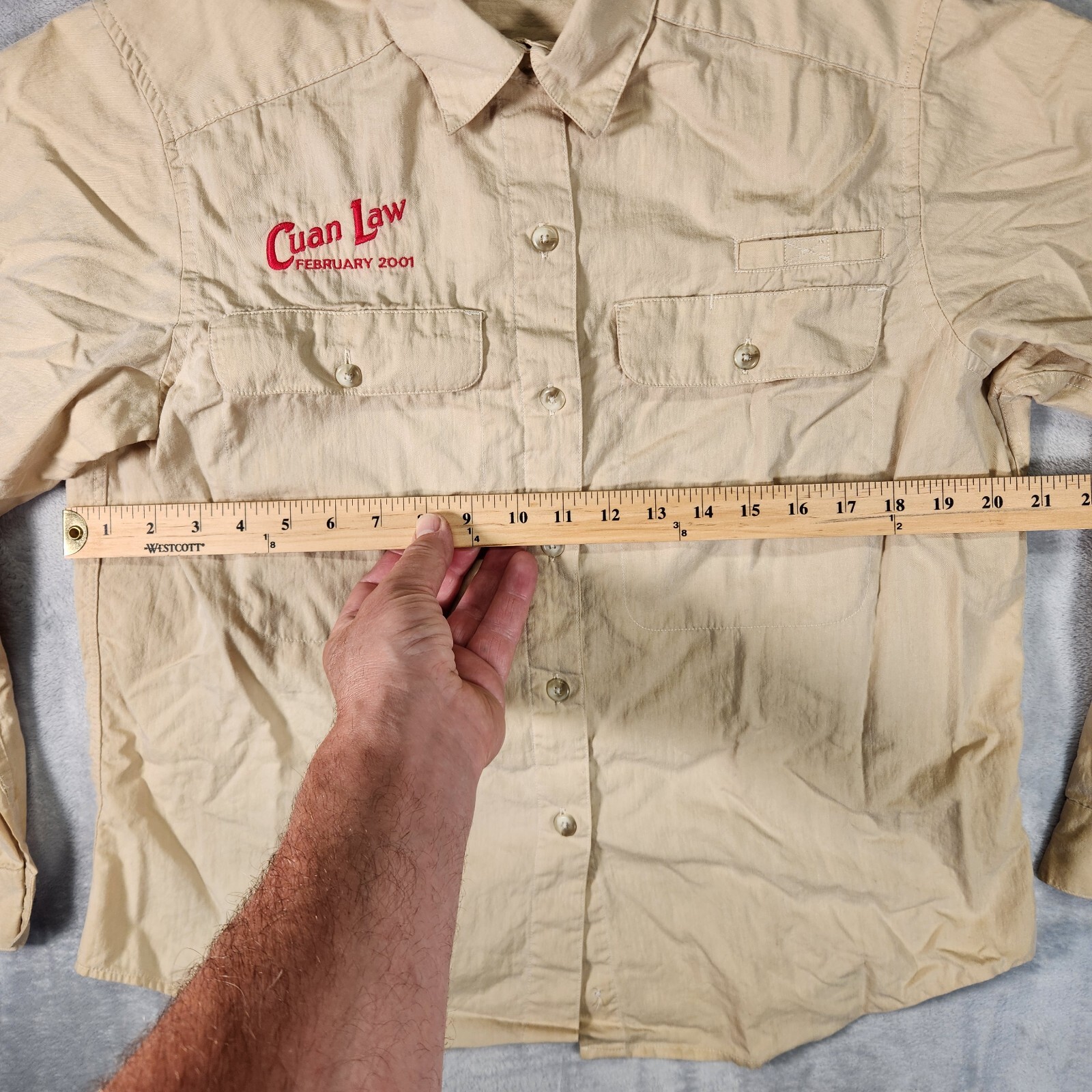 Travel Smith Shirt Womens Medium Beige Button Up Adventure Gorpcore Vented VTG