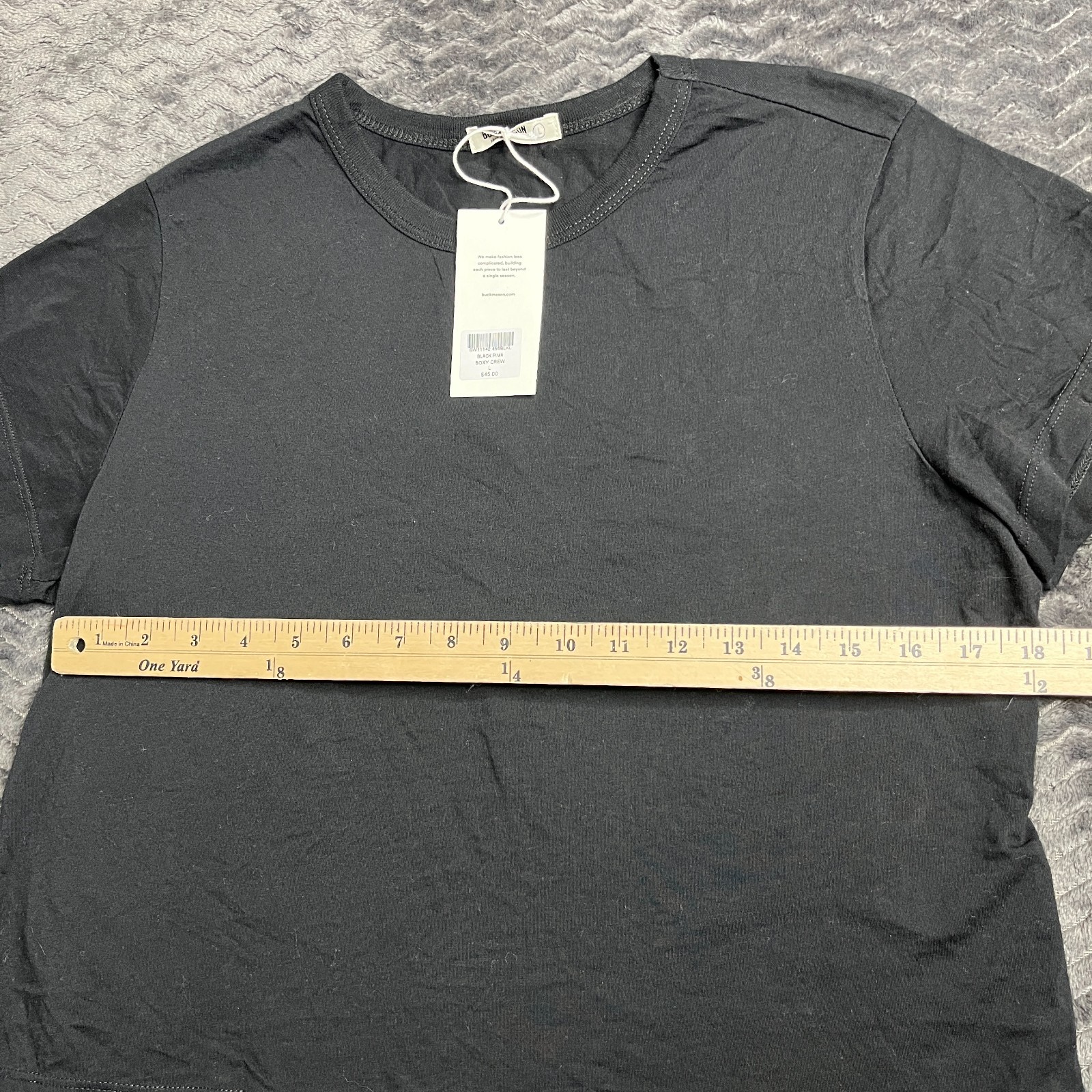 Buck Mason Women’s BLACK PIMA BOXY CREW Size Large NWT