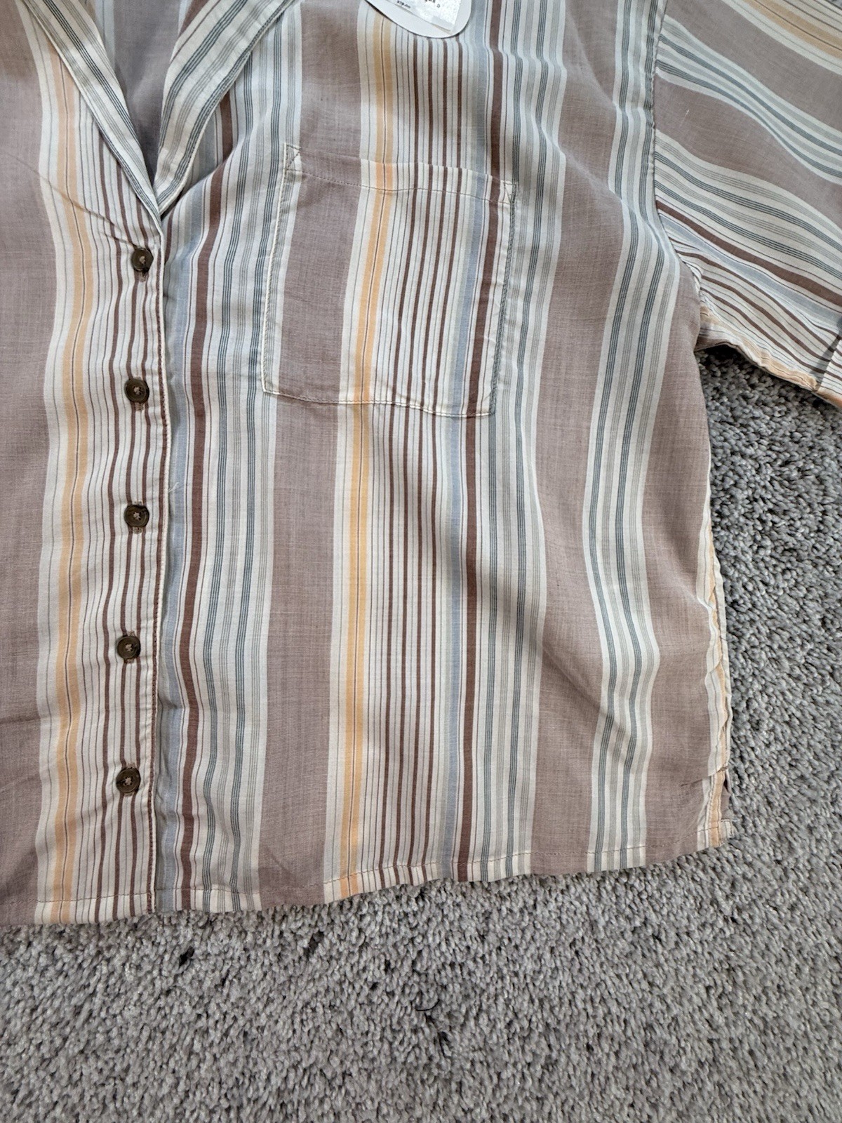 NWT Prana Women’s Iguala Top Size Small Striped Cropped Mauve and Beige