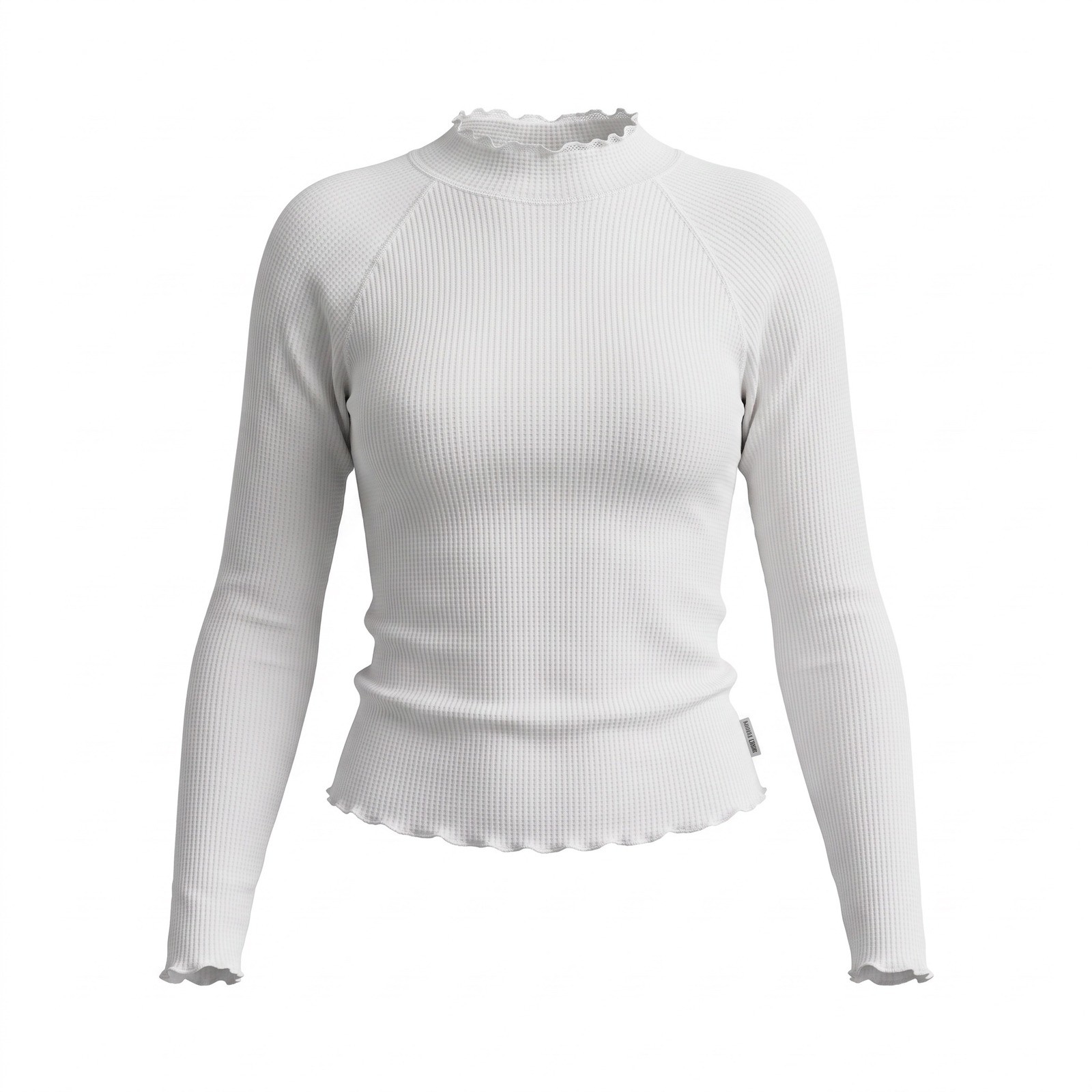 Intimately Free People Thermal Top L White Waffle Knit Lettuce Trim Balletcore