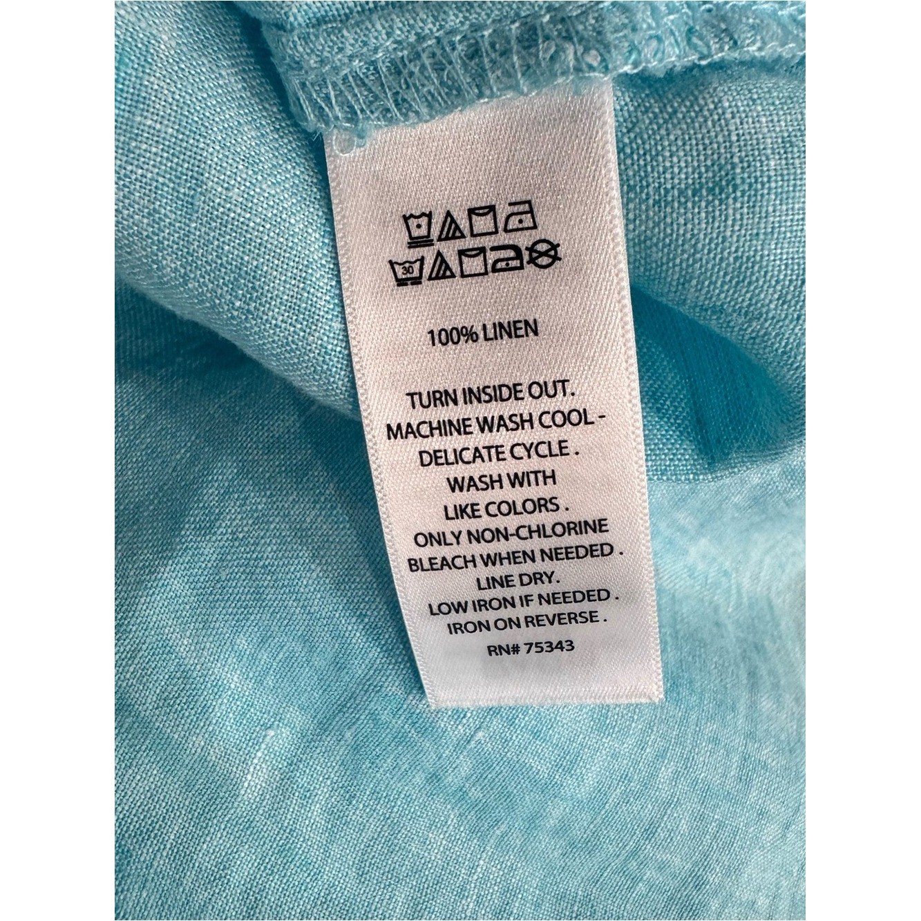 Sigrid Olsen V-Neck 100% Linen Women’s Tunic Top Size S Lagenlook Coastal