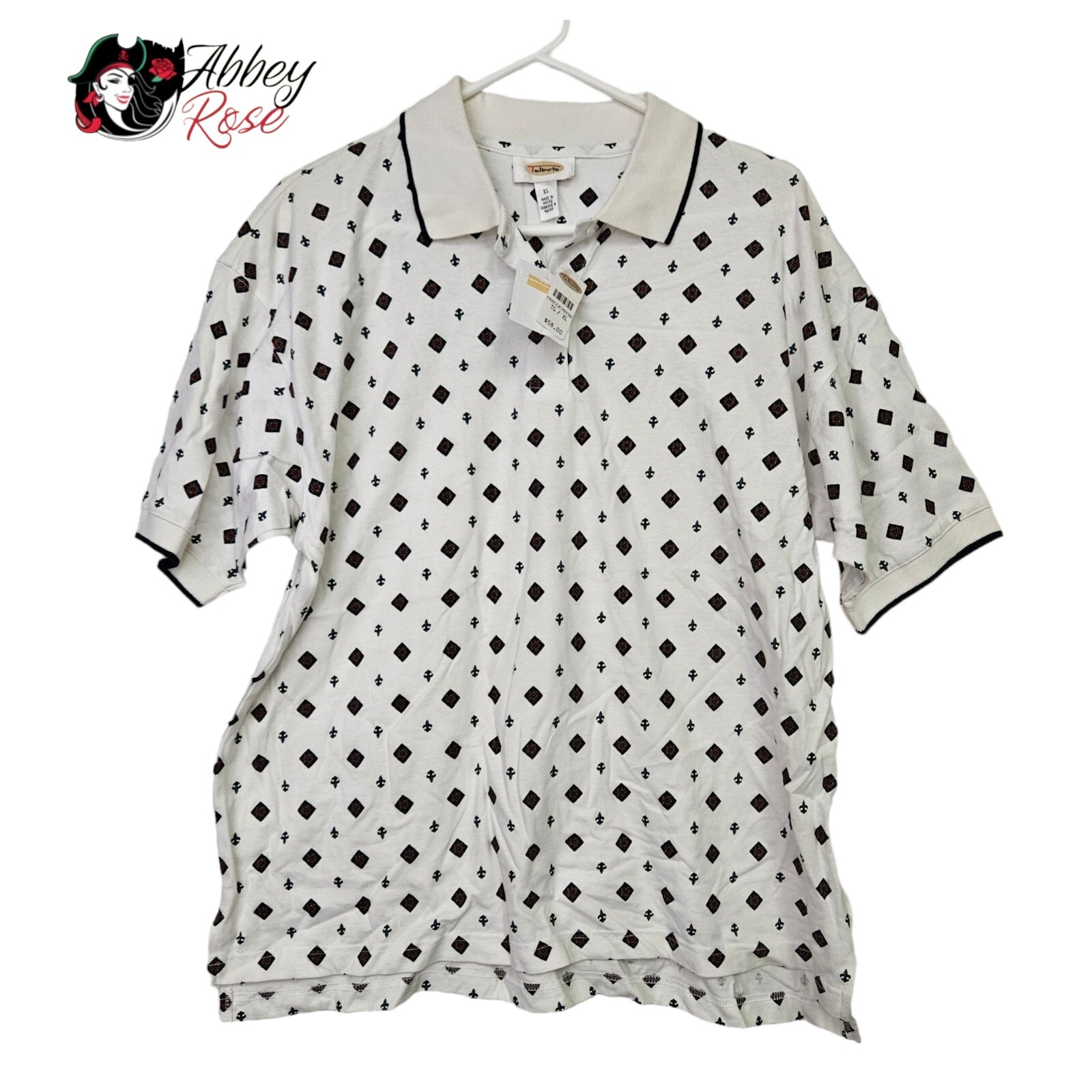 Vintage Talbots Golf Polo Blouse White Made In Macau Size XL New