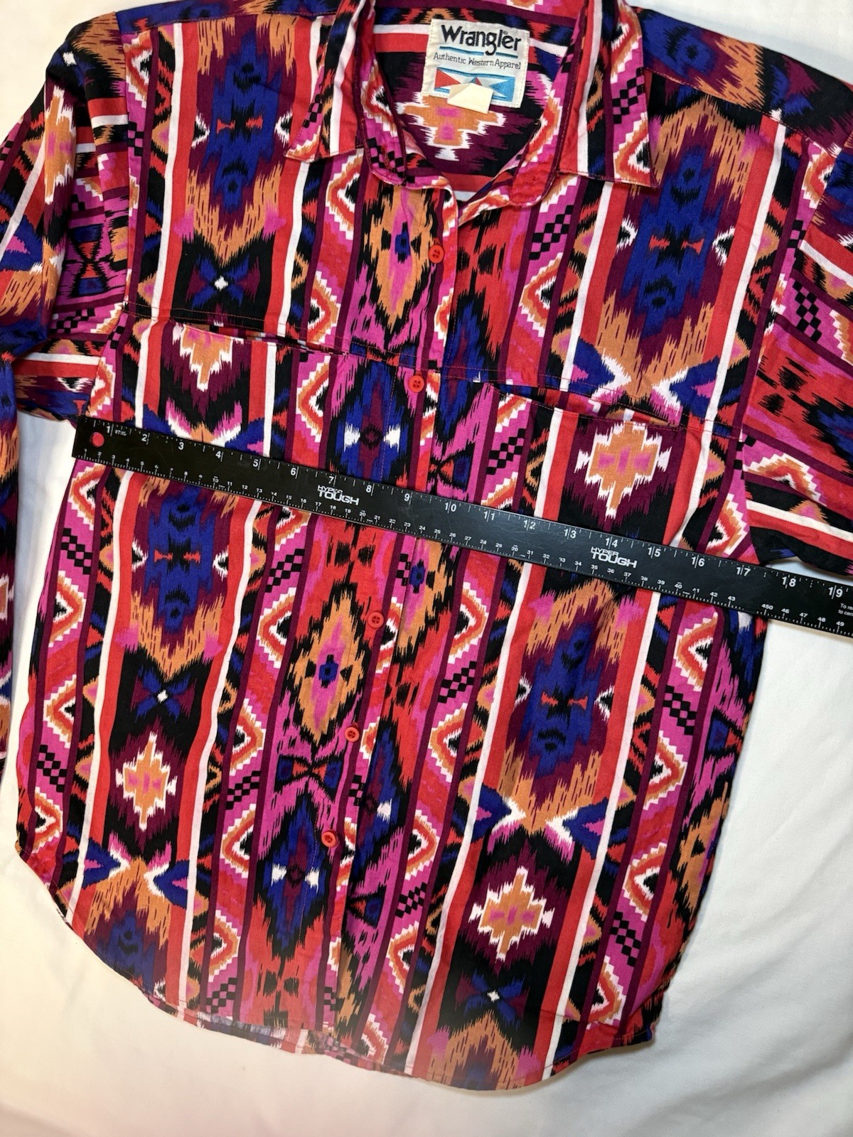 Vintage Wrangler Western Shirt Aztec Southwestern Pink Button Front