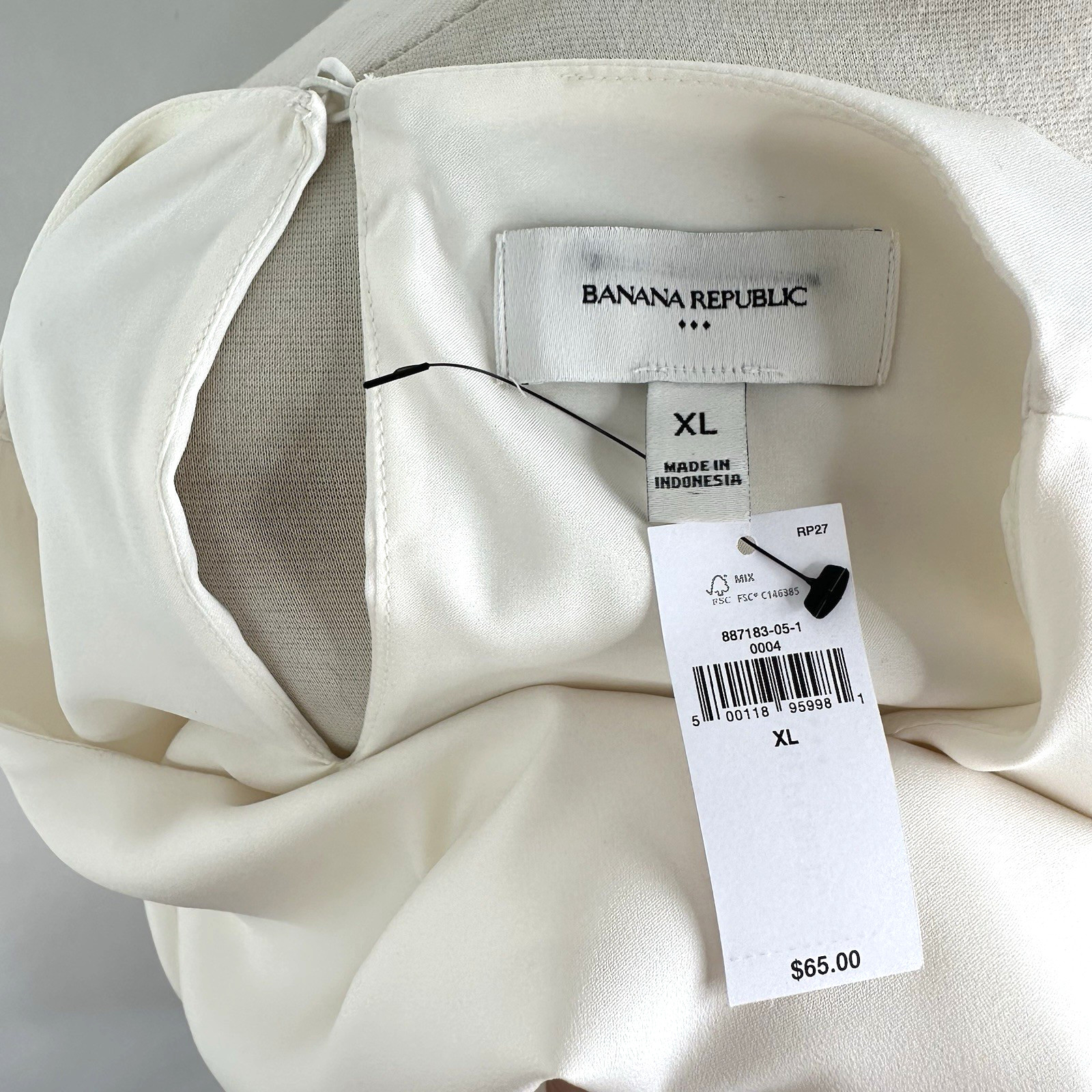 Banana Republic Factory Classic Crew Neck Blouse XL Snow Day White Lined NWT