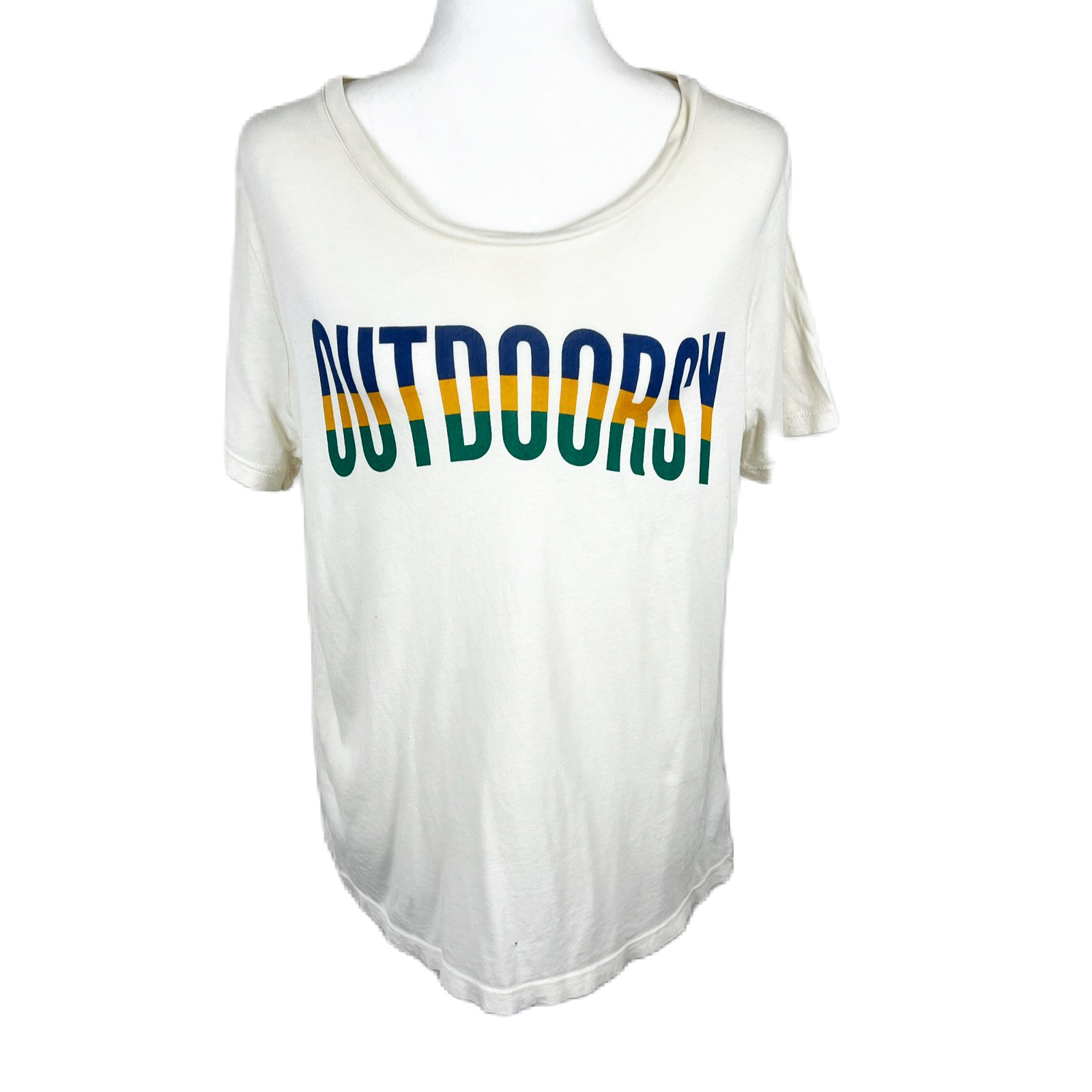 Natural Reflections Shirt Women Medium Beige Outdoorsy Spellout Short Sleeve Tee