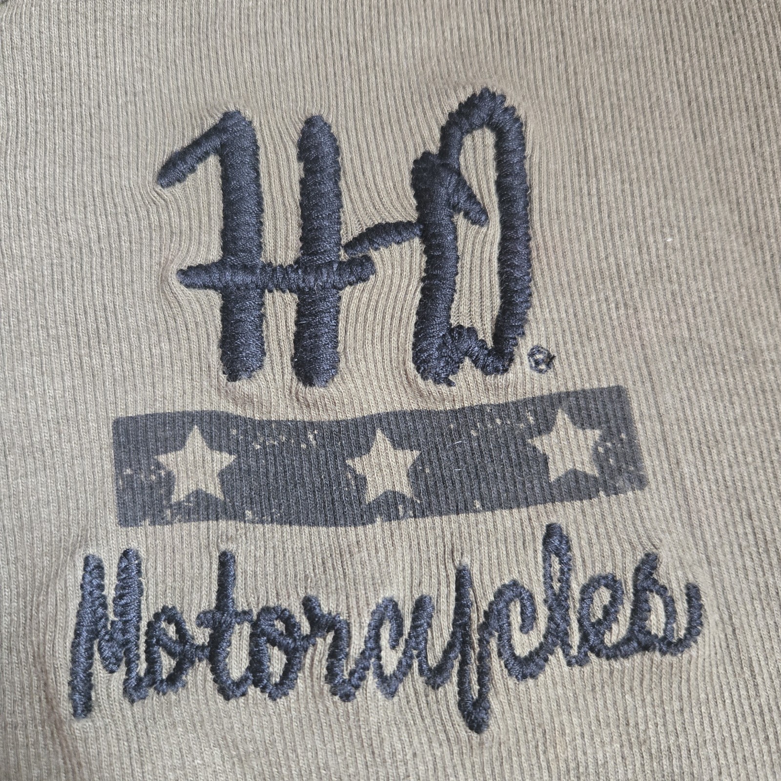 Harley Davidson Womens 2XL Henley Thermal Long Sleeve Army Olive Green Studded