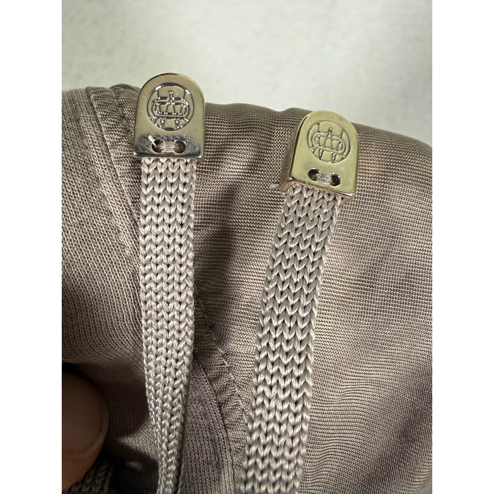 Massimo Dutti Womens Small Taupe Mixed Media Cinch Hem Sweatshirt Modal Cotton