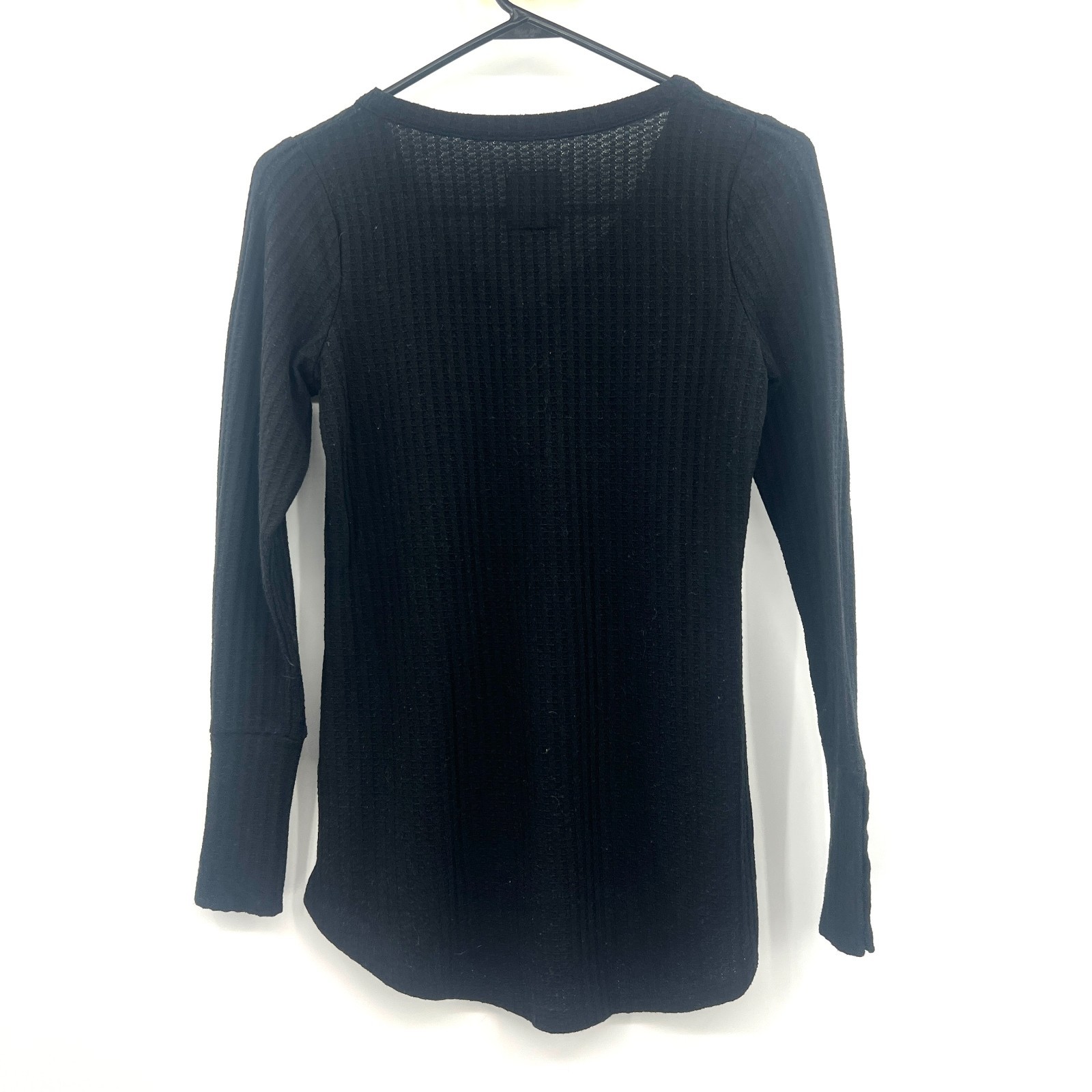 Chaser Waffle Knit Black Long Sleeve Tunic Tee Women’s Small