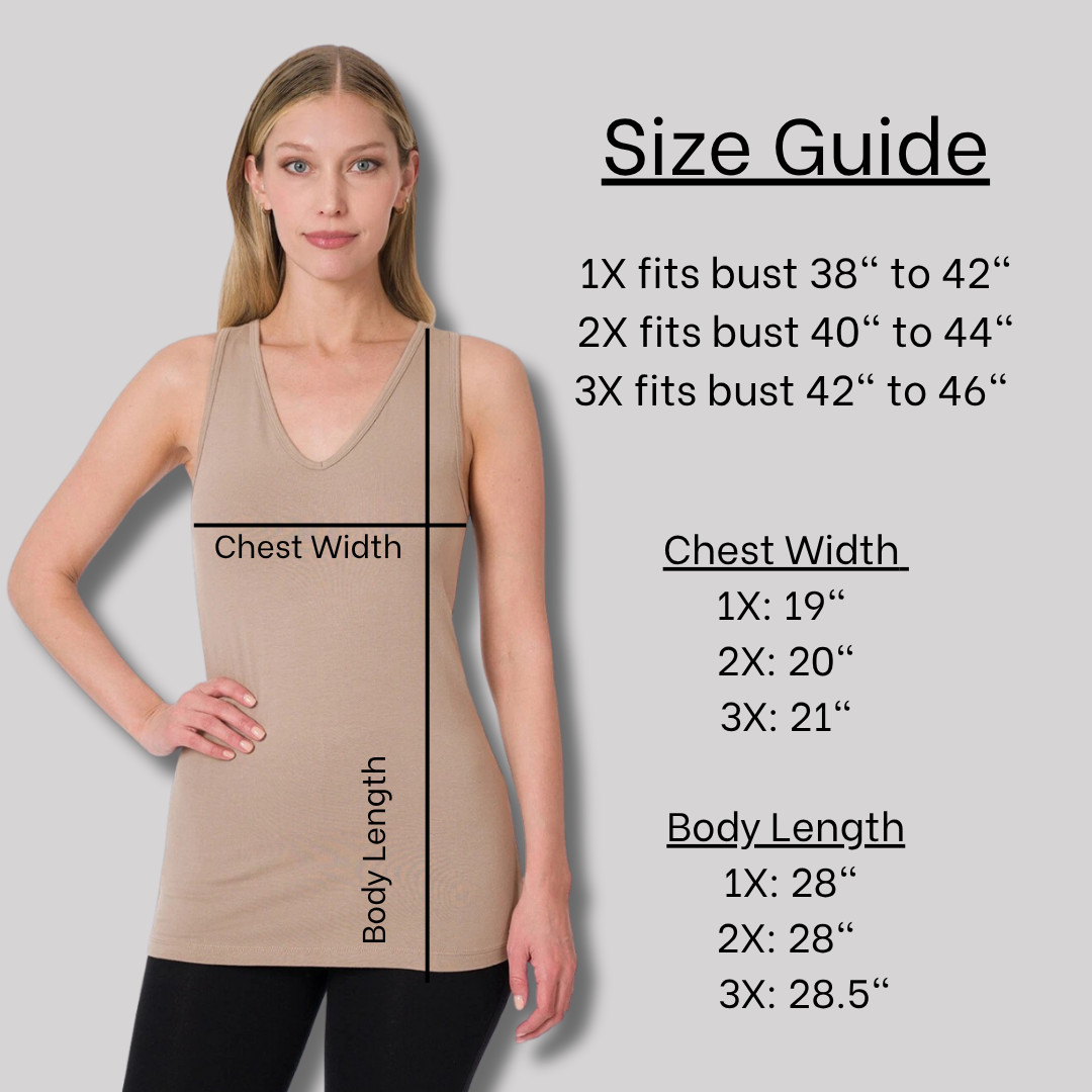 1XL 2XL 3XL Women V Neck Soft Stretch Cotton Racerback Basic Tank Top Sleeveless