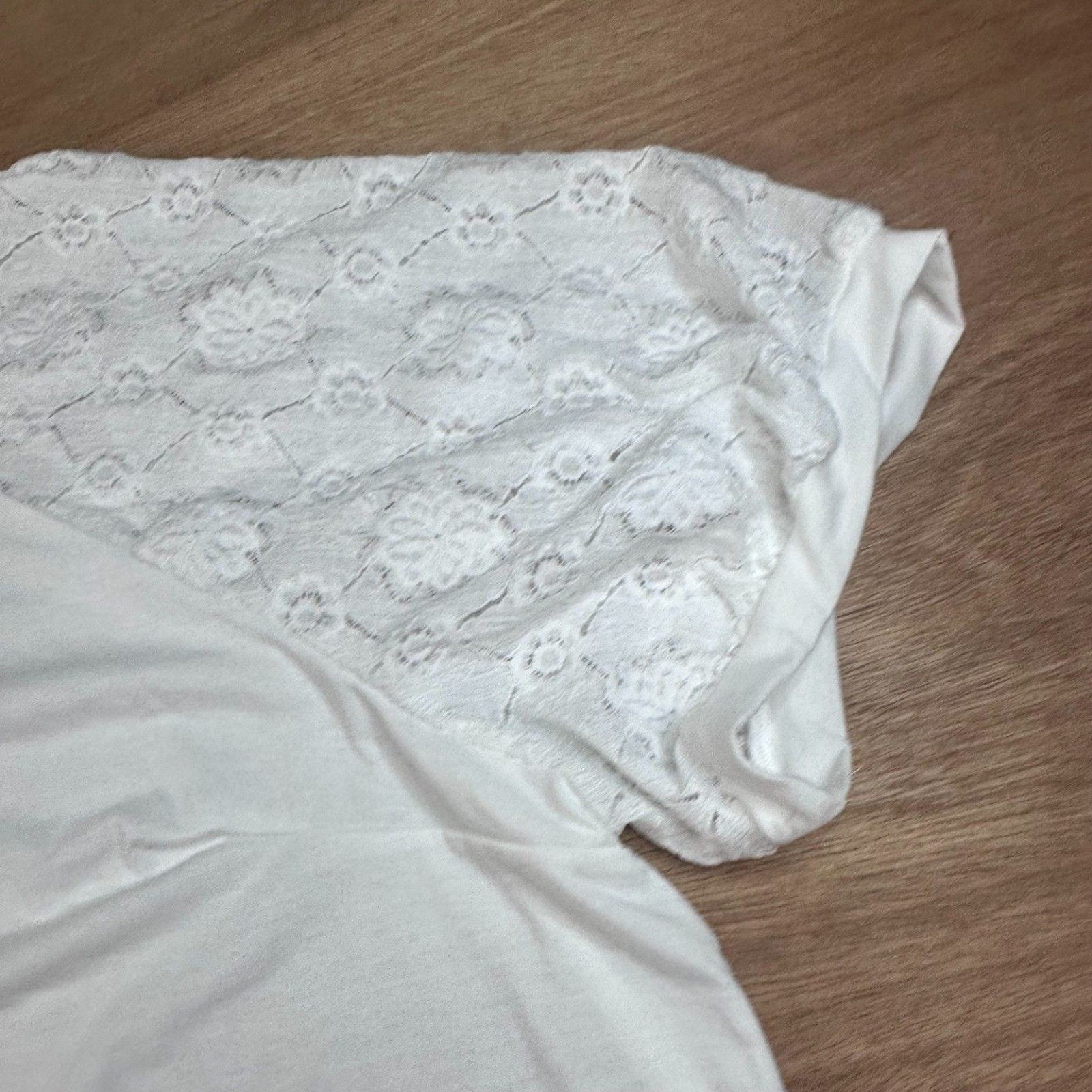 SHEIN Curve Plus Lace Sleeve Top Women’s 6XL White Short Sleeve Blouse NWT
