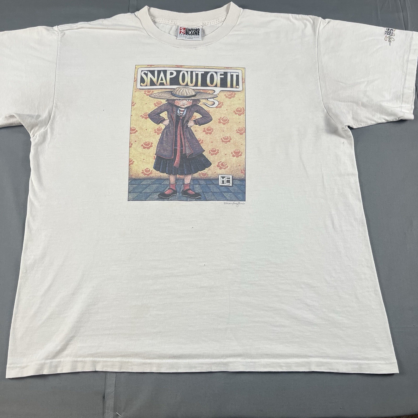 Vintage Mary Engelbreit White Cotton Shirt. Snap Out Of It XL