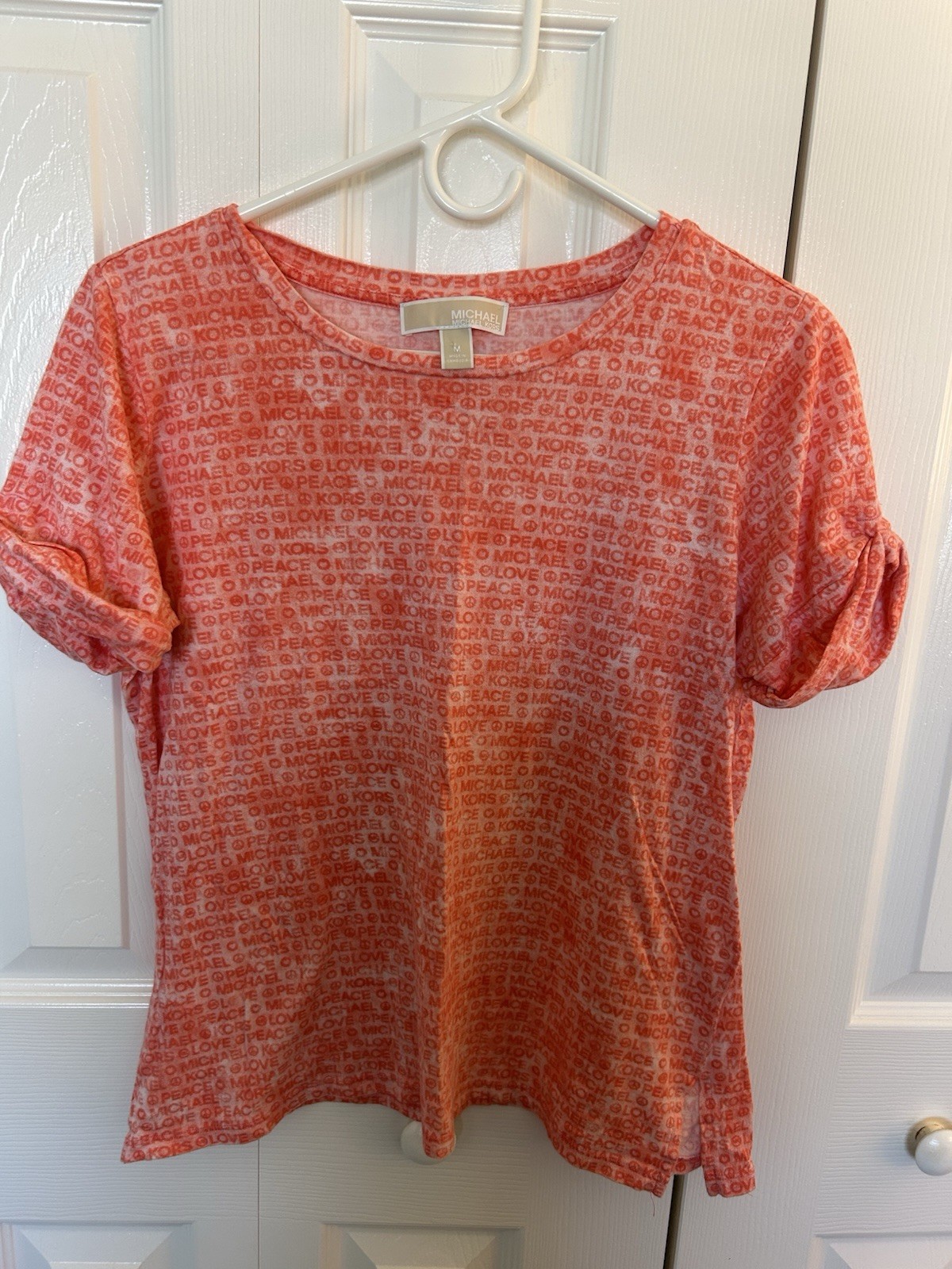 Michael Kors Orange Print Top Size M