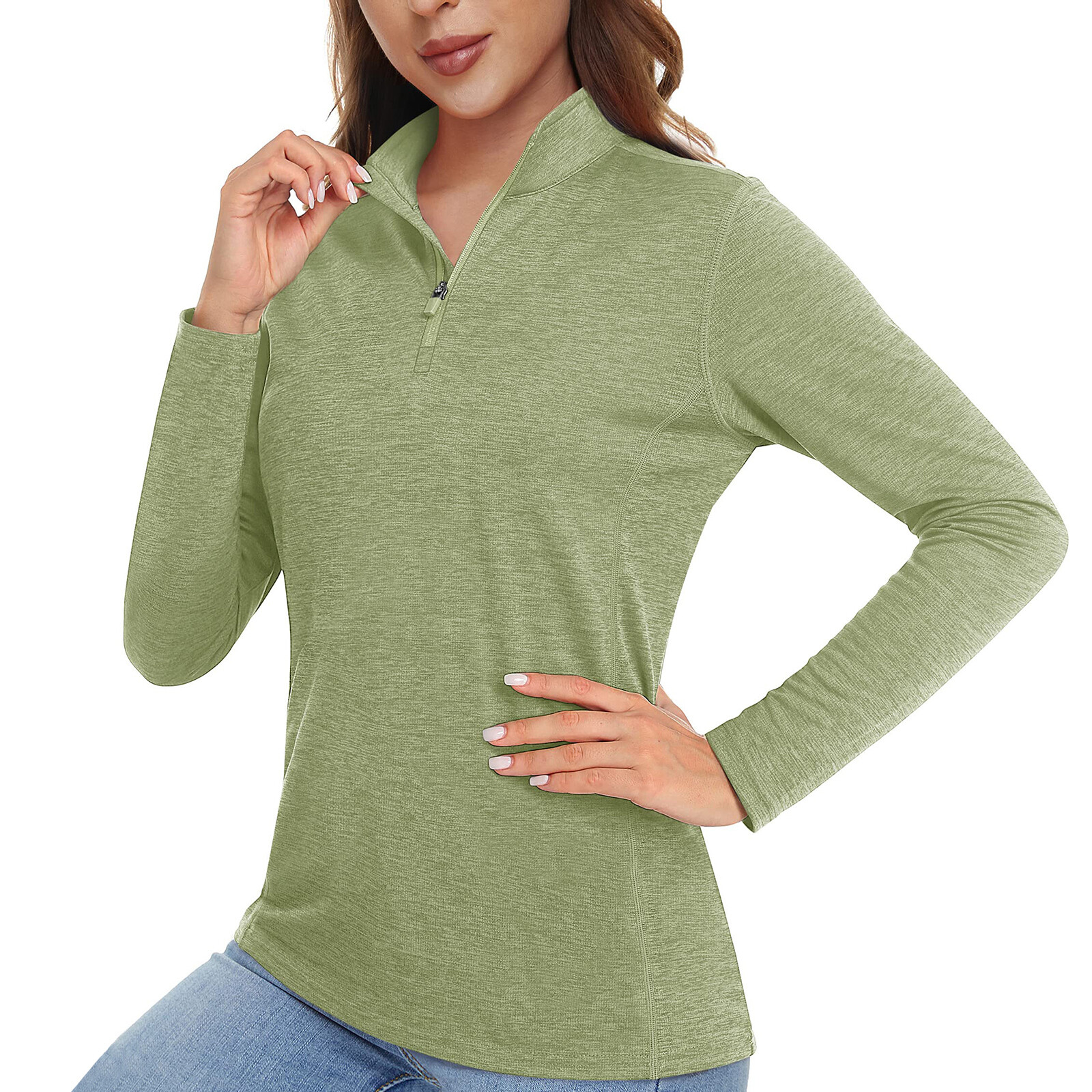 Women’s UPF 50+ Shirts 1/4 Zip Sun Protection Long Sleeve Quick Dry Hiking Shirt
