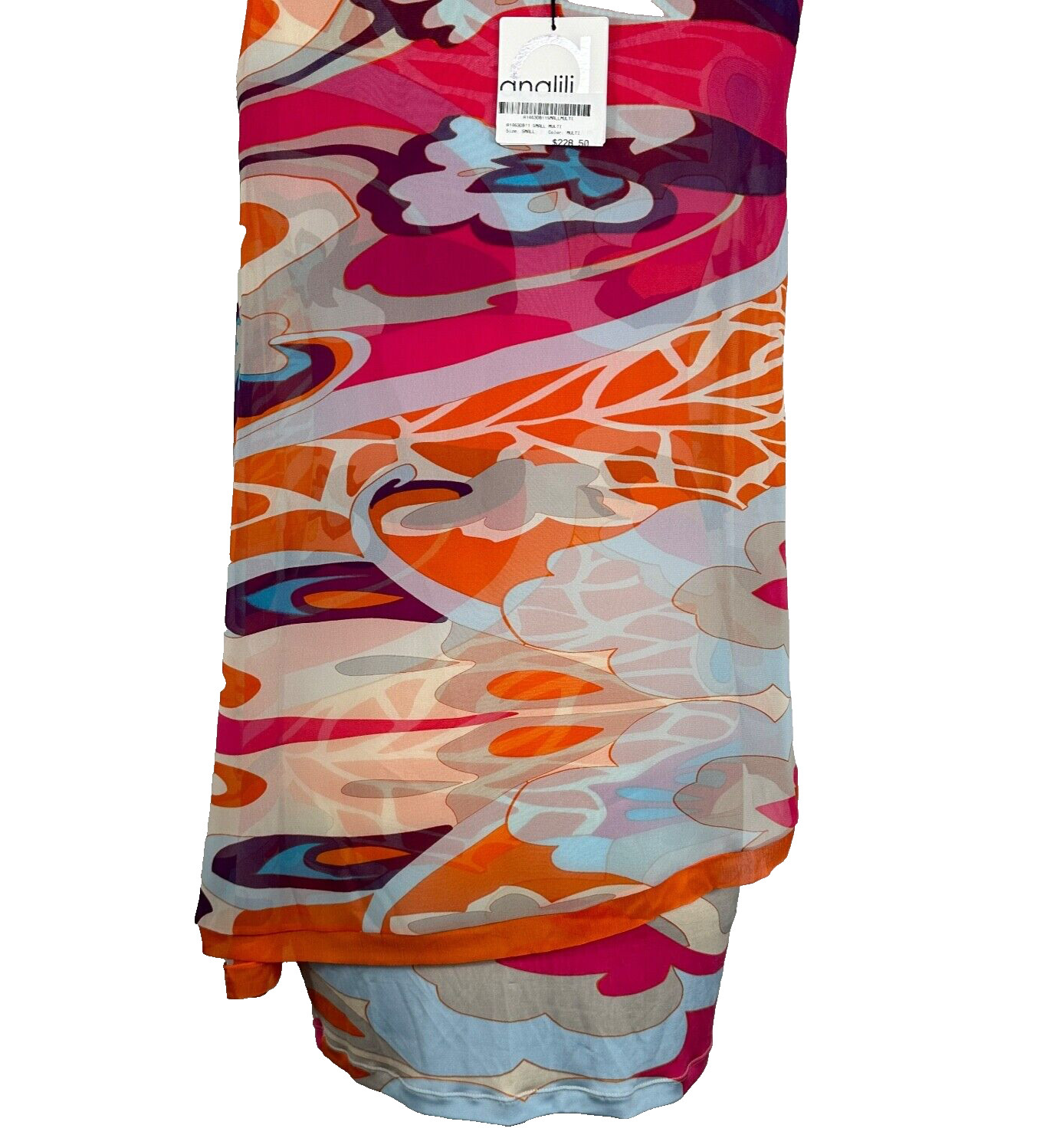 NWT Analili Bright Women’s S Multilayered Silk/Polyester Pattern Multicolor Top