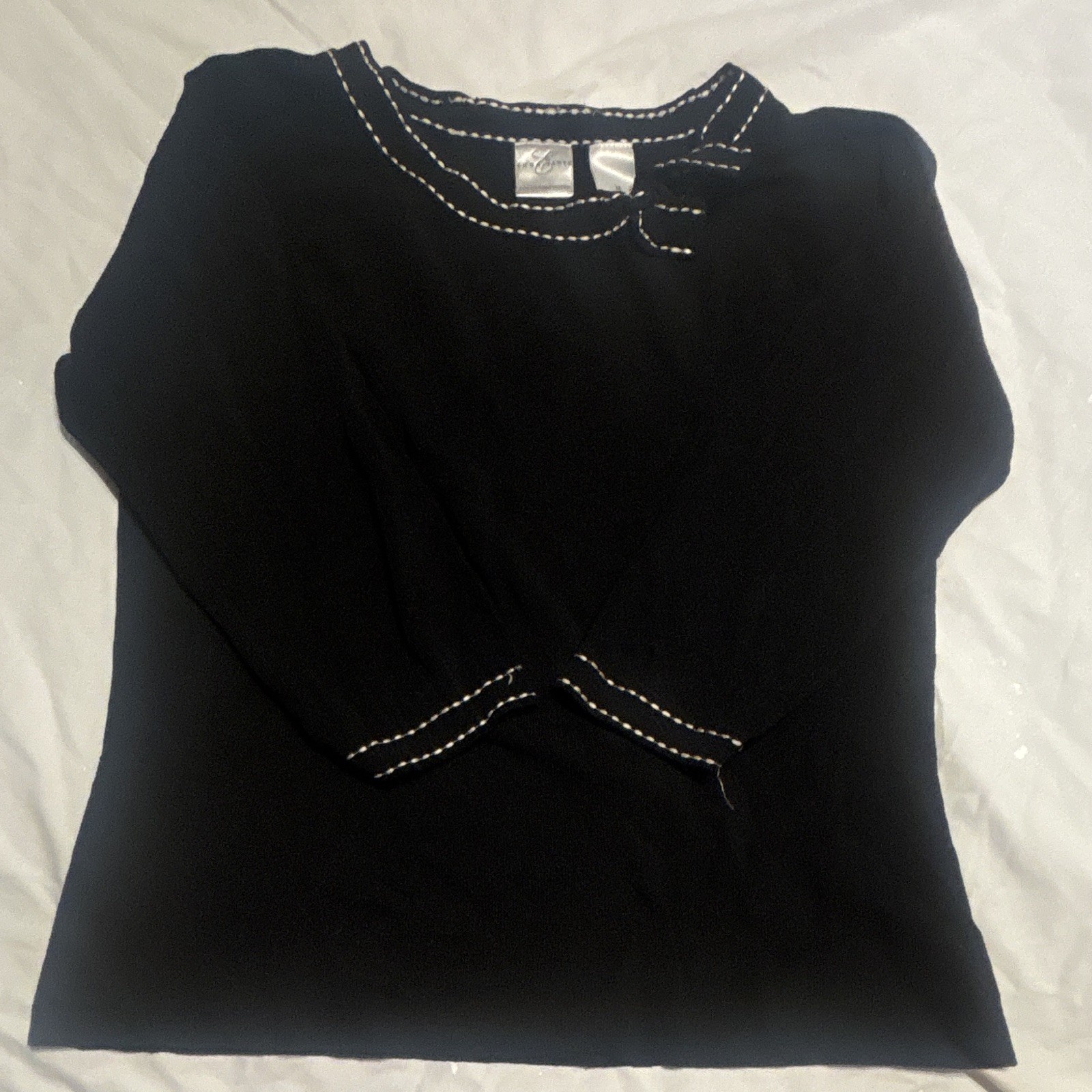 Emma James Women’s Black Scoop Neck Long Sleeve Knit Rayon Spandex Top M