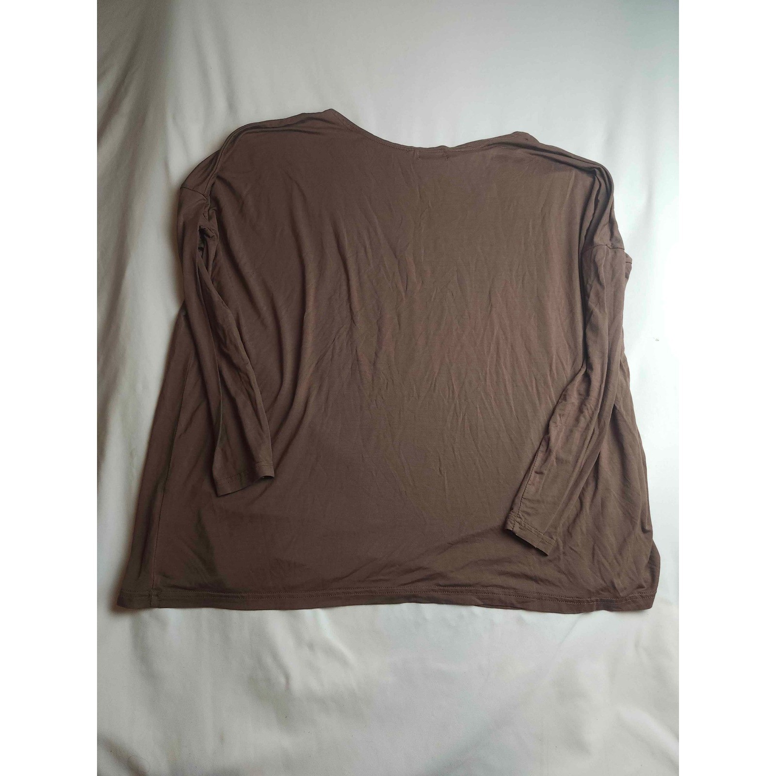 Piko Green Earth Fashion Brown Bamboo Spandex Oversized Long Sleeve Top Medium