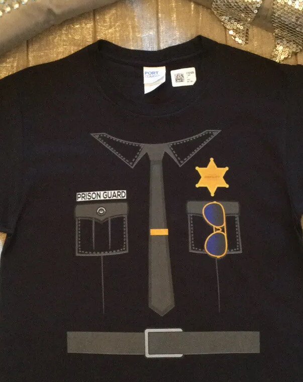 PORT & COMPANY Sheriff Costume T Shirt S Prison Guard Police Fancy Dress Up Top