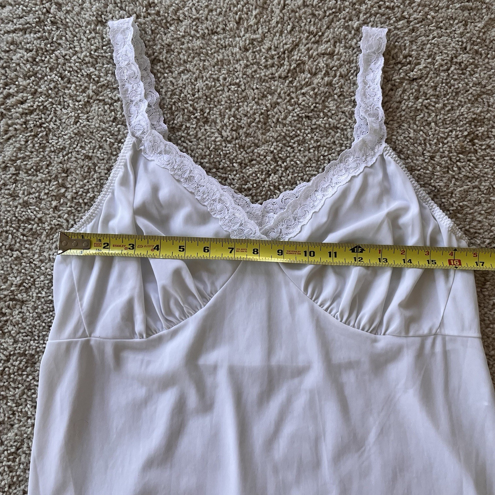 Shadow Line Vintage Babydoll Slip Top Large White Lace Trim Soft Girl Coquette