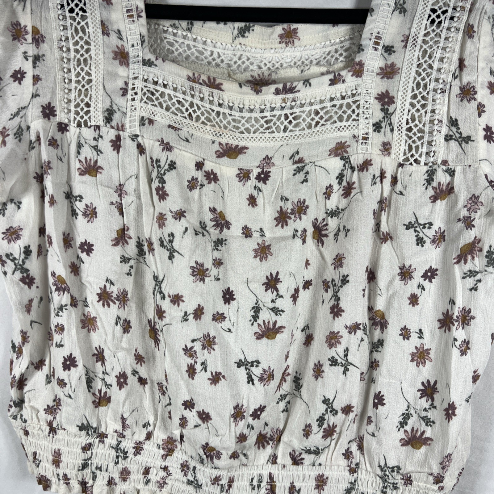 Arizona Jean Co Square Neck Blouse / Size Large Floral Print