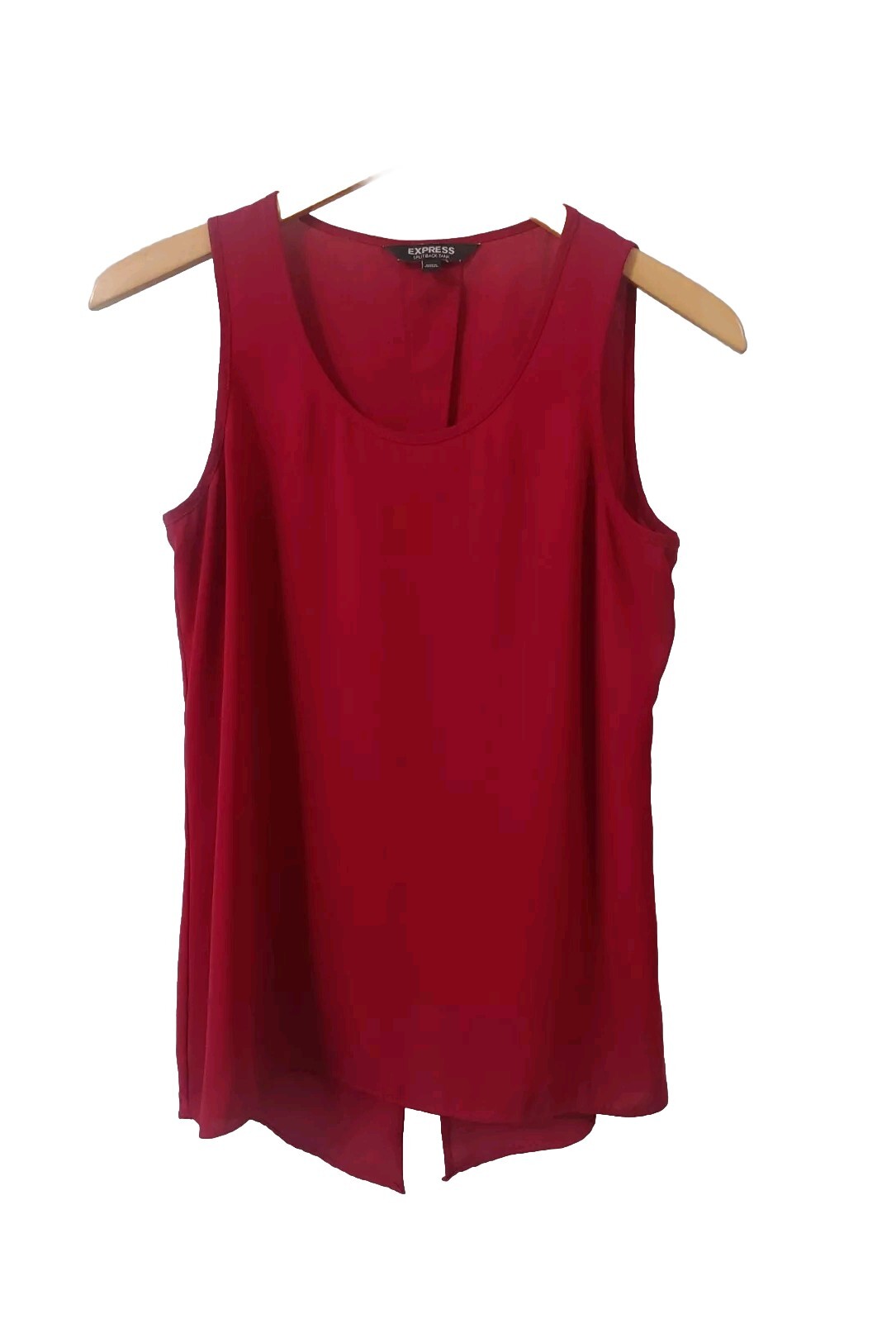Express Top Womens XS Maroon Sleeveless Pullover Split Back Round Neck Tunic