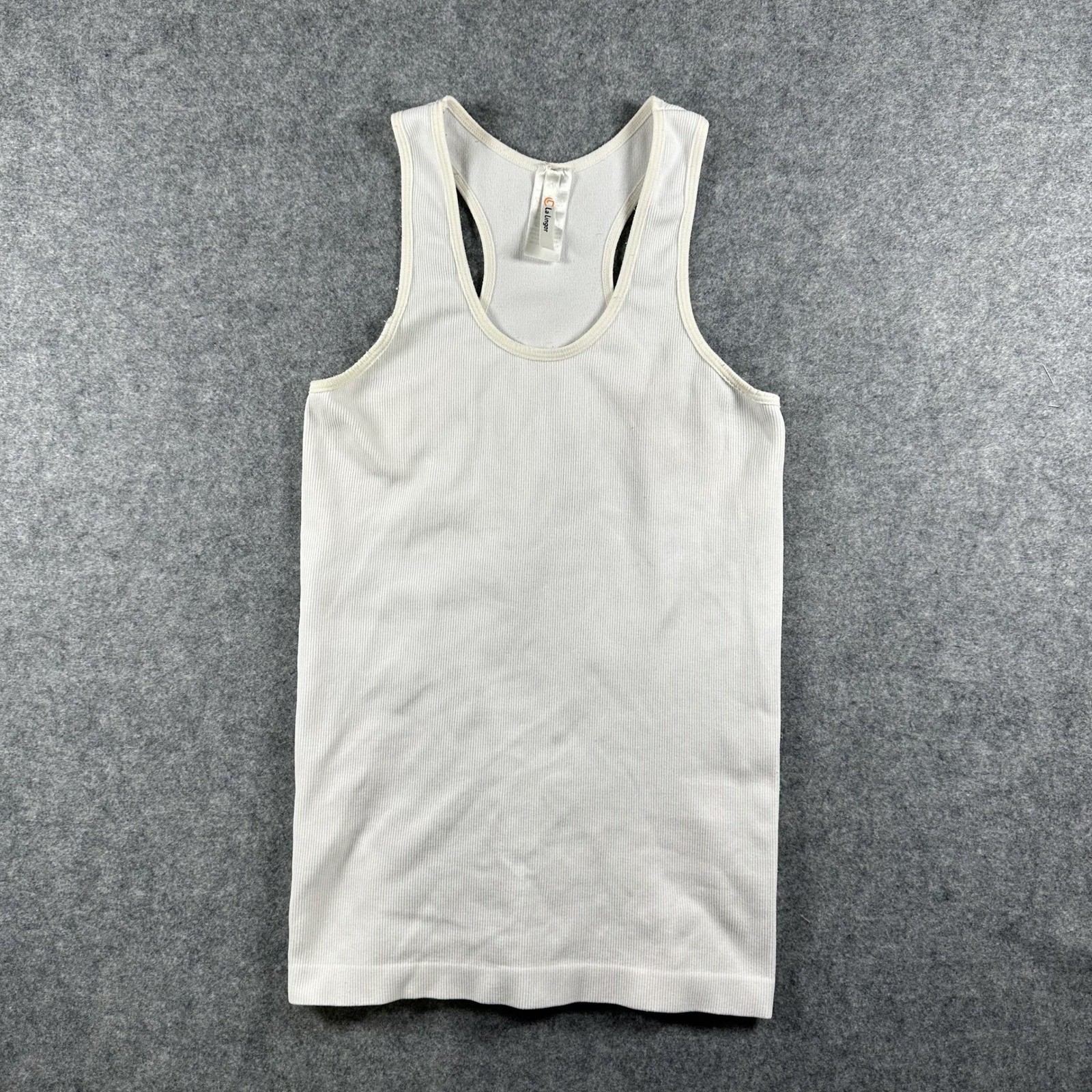 La Linger Ribbed Racerback Tank Top One Size White Seamless Stretch Layering
