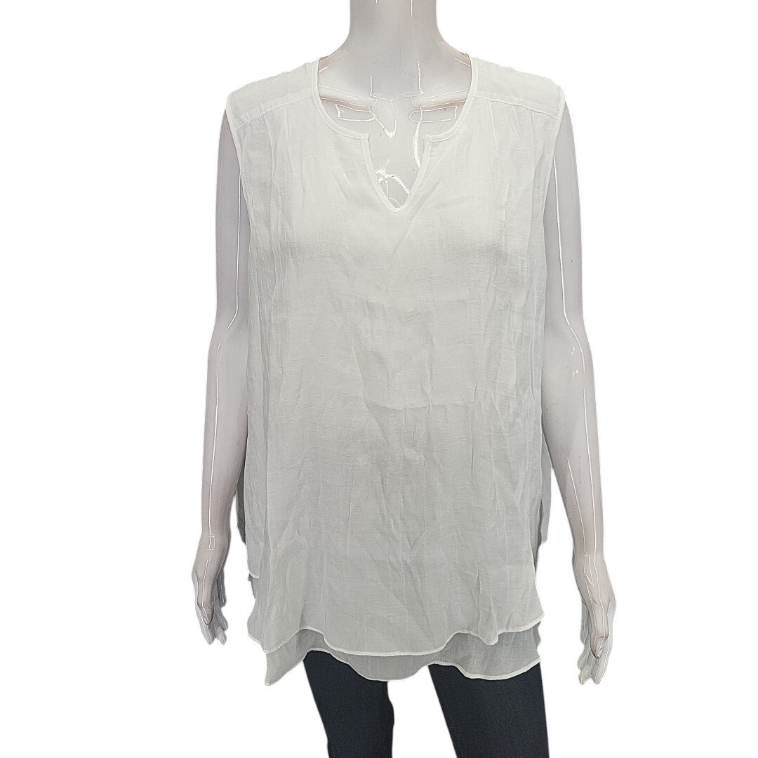 Cristina B Ladies Dressy V-Neck Viscose Polyester Blouse X-Large Size White Top