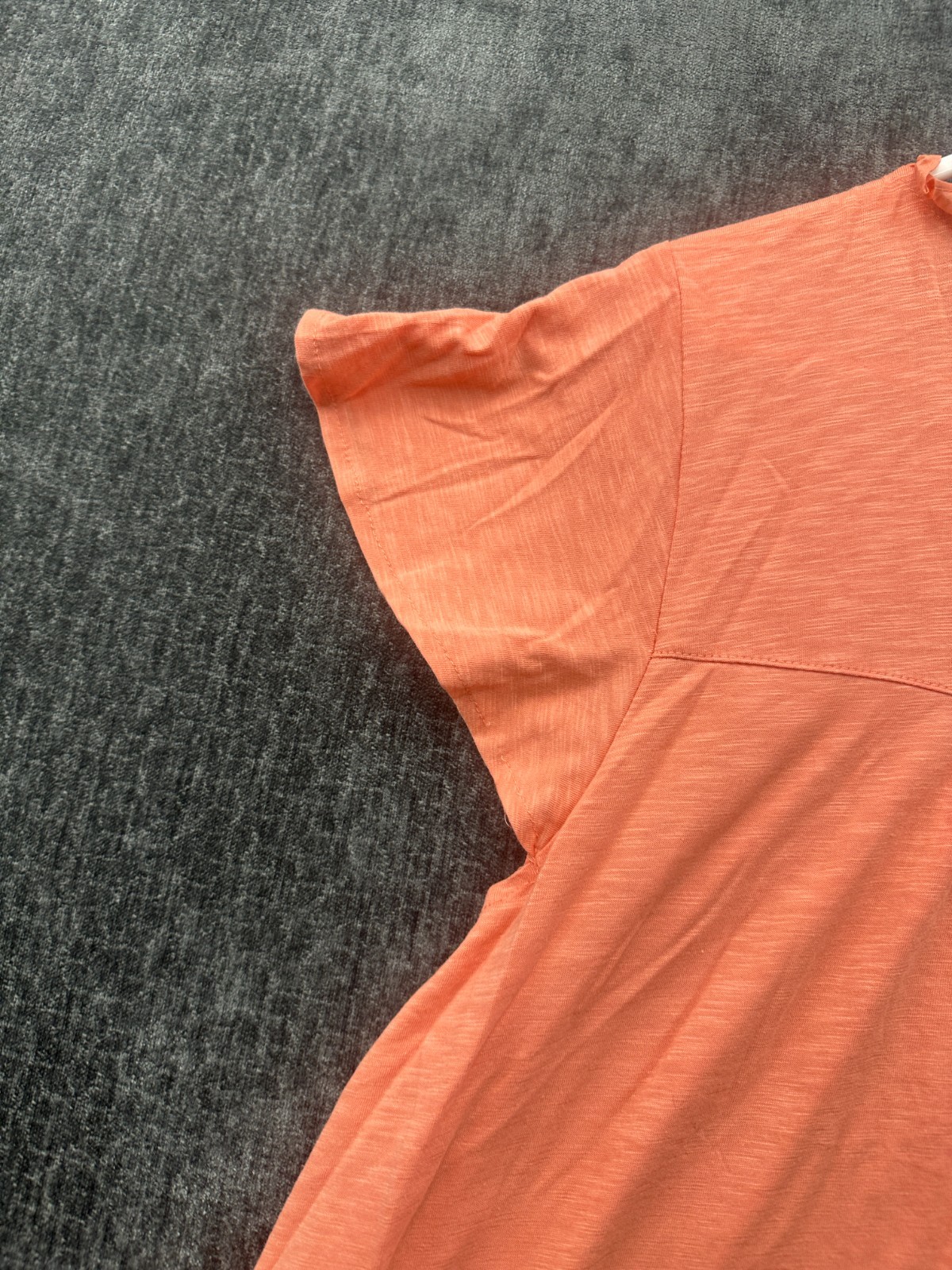 Ella Moss Blouse Top Womens 2XL Orange Lace Trim Knit Ruffle Neck Keyhole Back