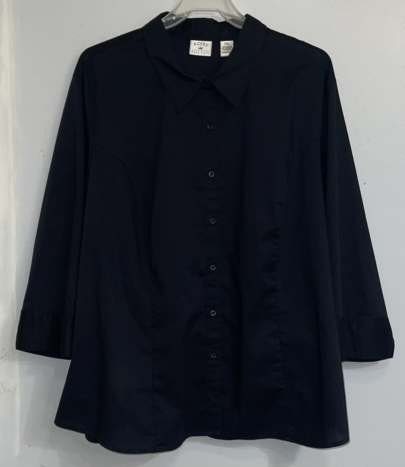 Women’s Riders by Lee Black Collared Button Up Shirt Easy Care Plus Size 3X